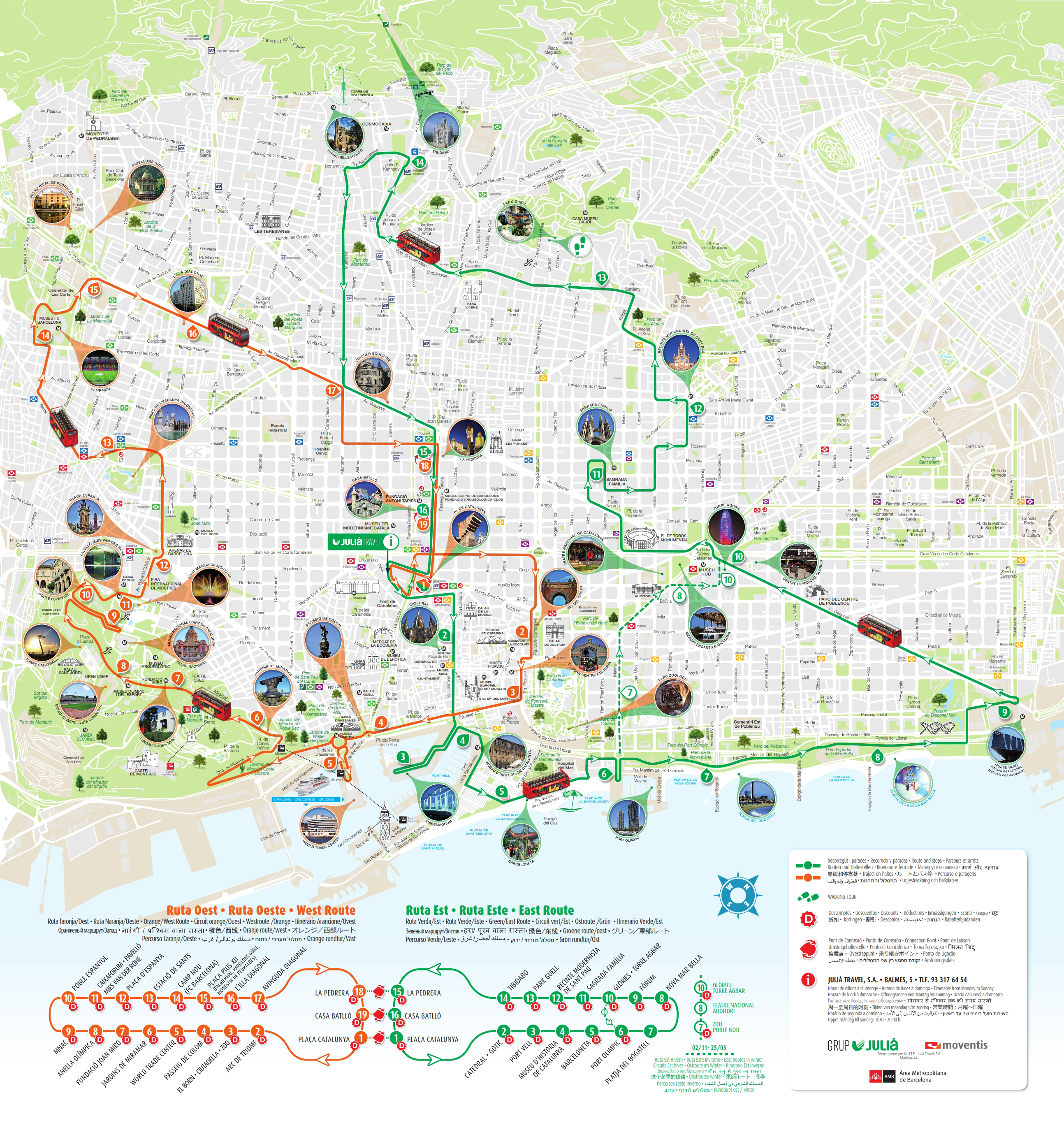 Barcelona Attractions Map PDF - FREE Printable Tourist Map Barcelona, Waking Tours ...
