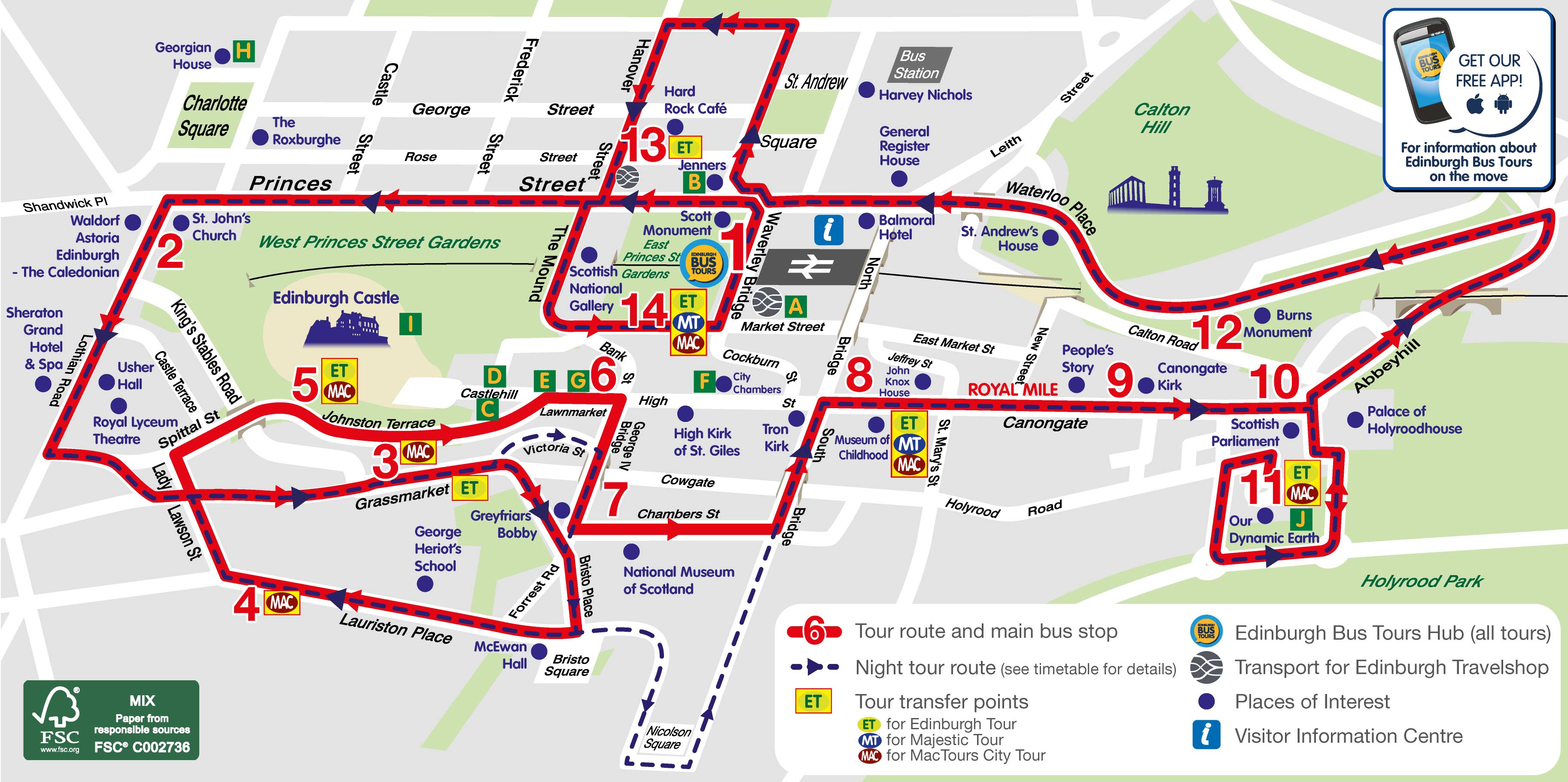 Edinburgh Hop On Hop Off Bus Route Map PDF, Stops 2019 | Tripindicator