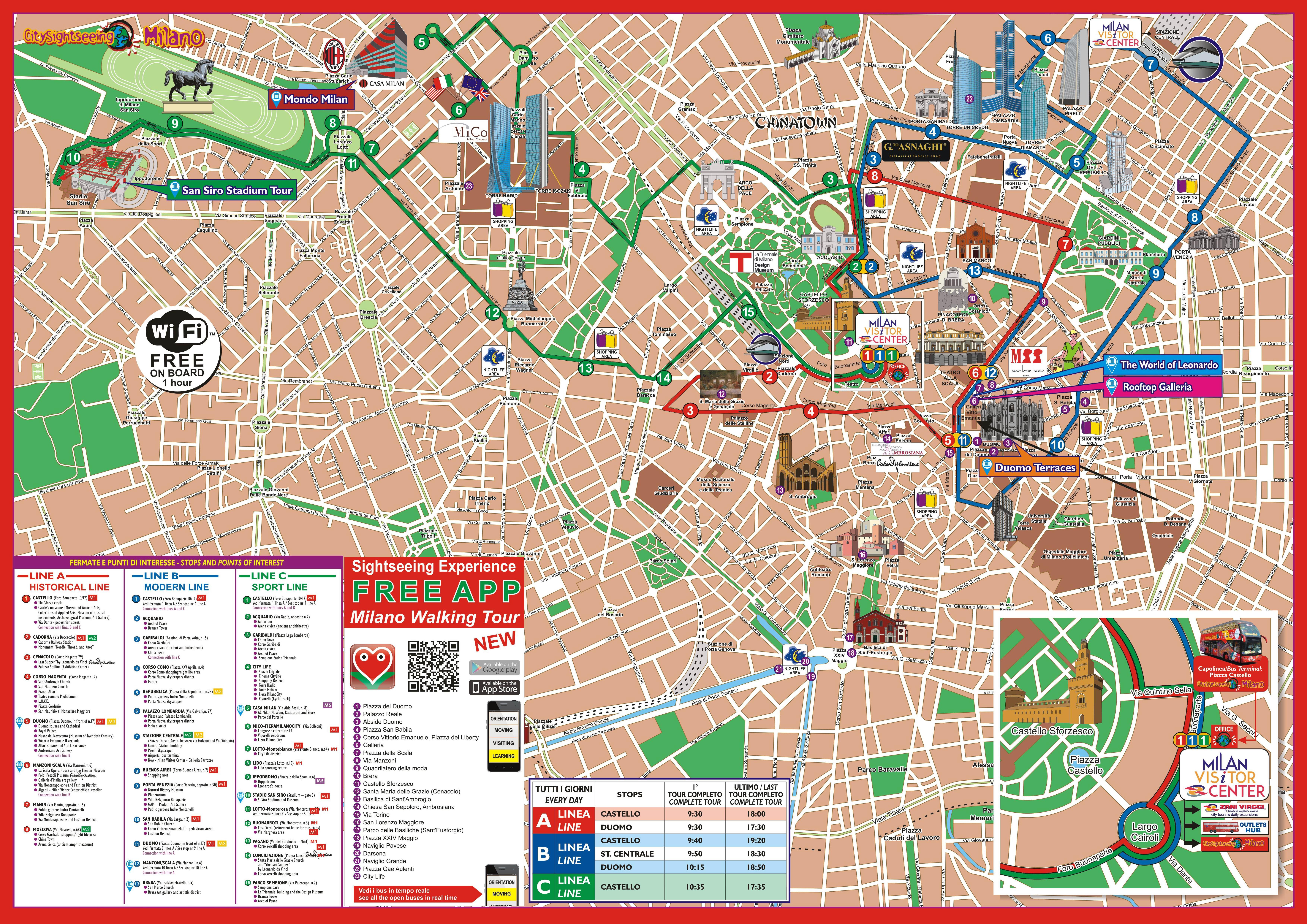 Milan Attractions Map Pdf Free Printable Tourist Map Milan Waking