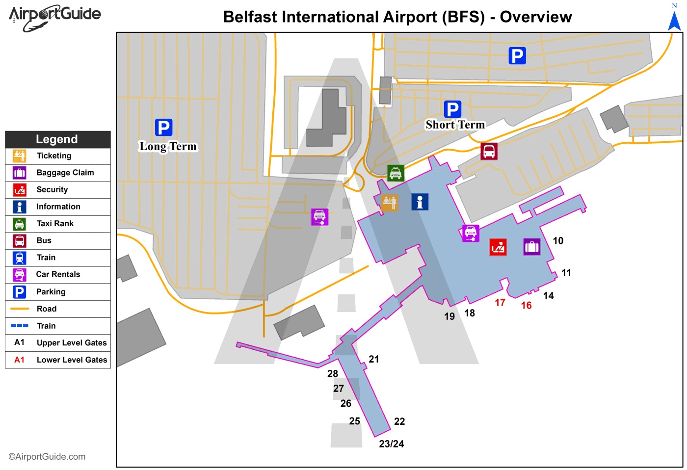 Belfast International Airport Map (BFS) Printable