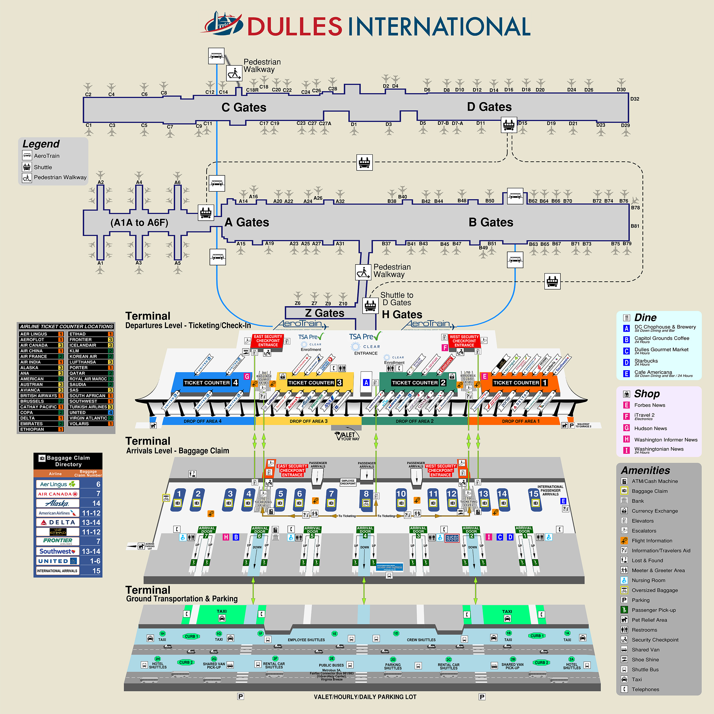 Dulles International Airport Map (IAD) Printable