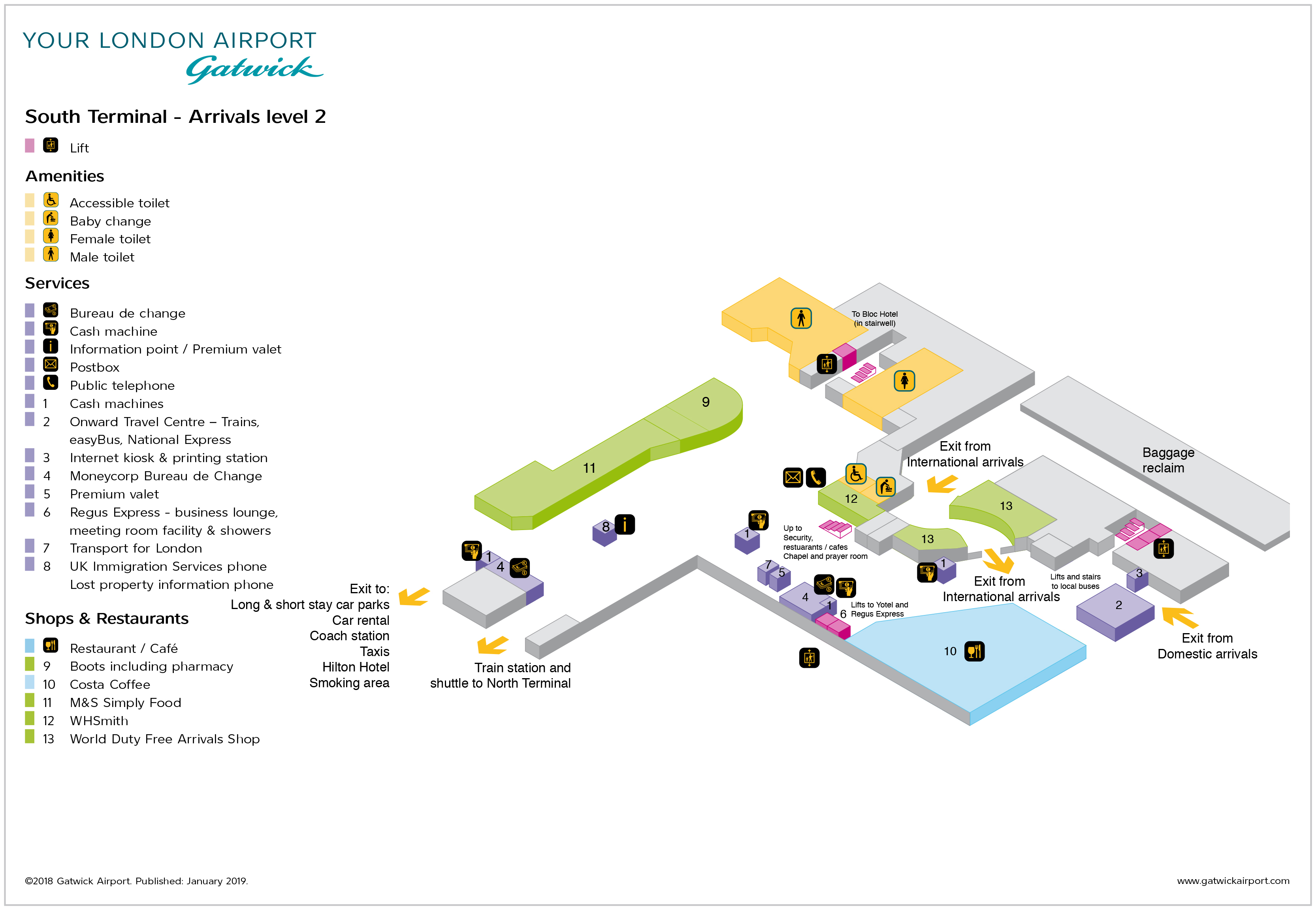 Gatwick Airport Map (LGW) Printable Terminal Maps, Shops, Food