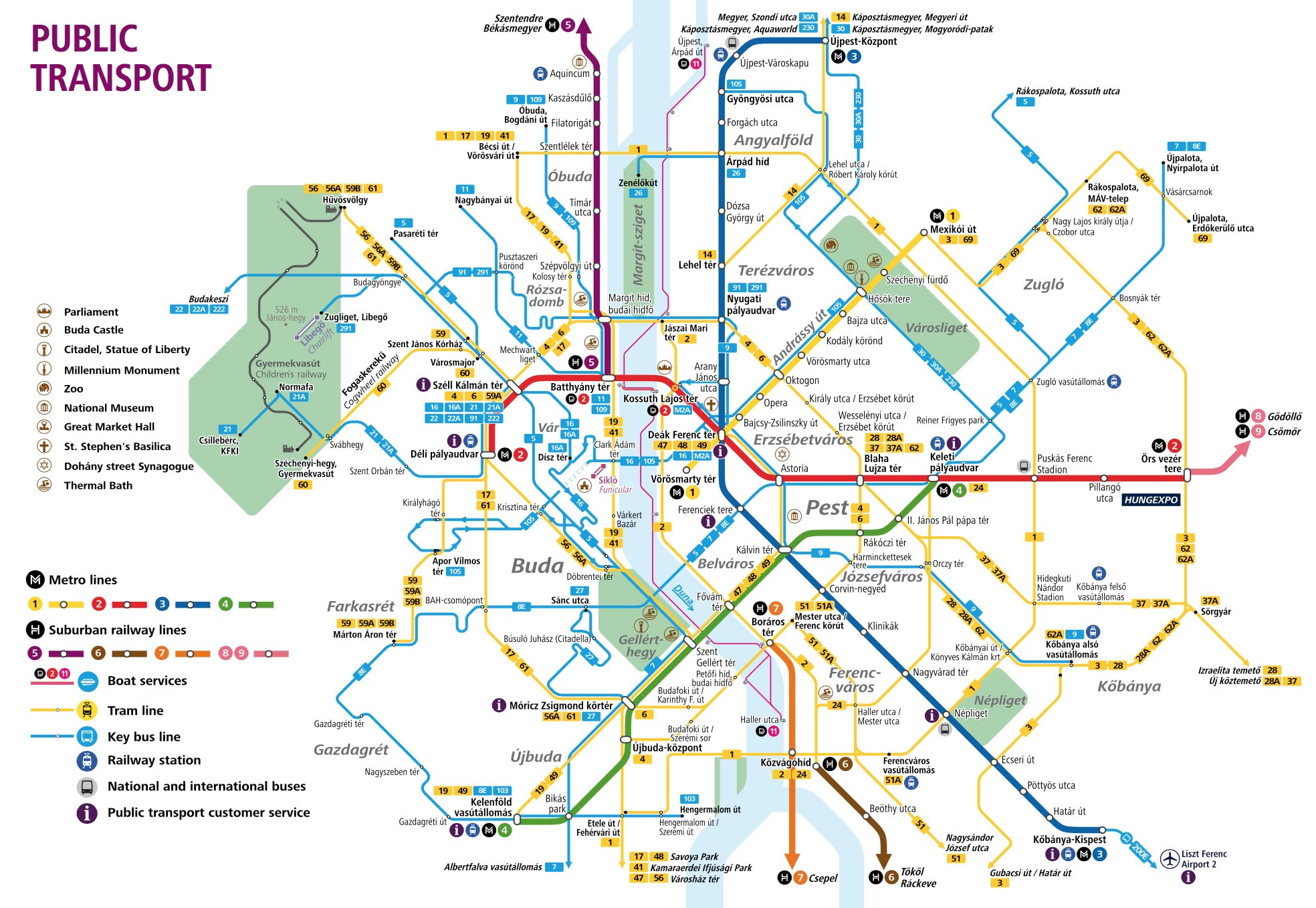 Budapest Attractions Map PDF - FREE Printable Tourist Map Budapest
