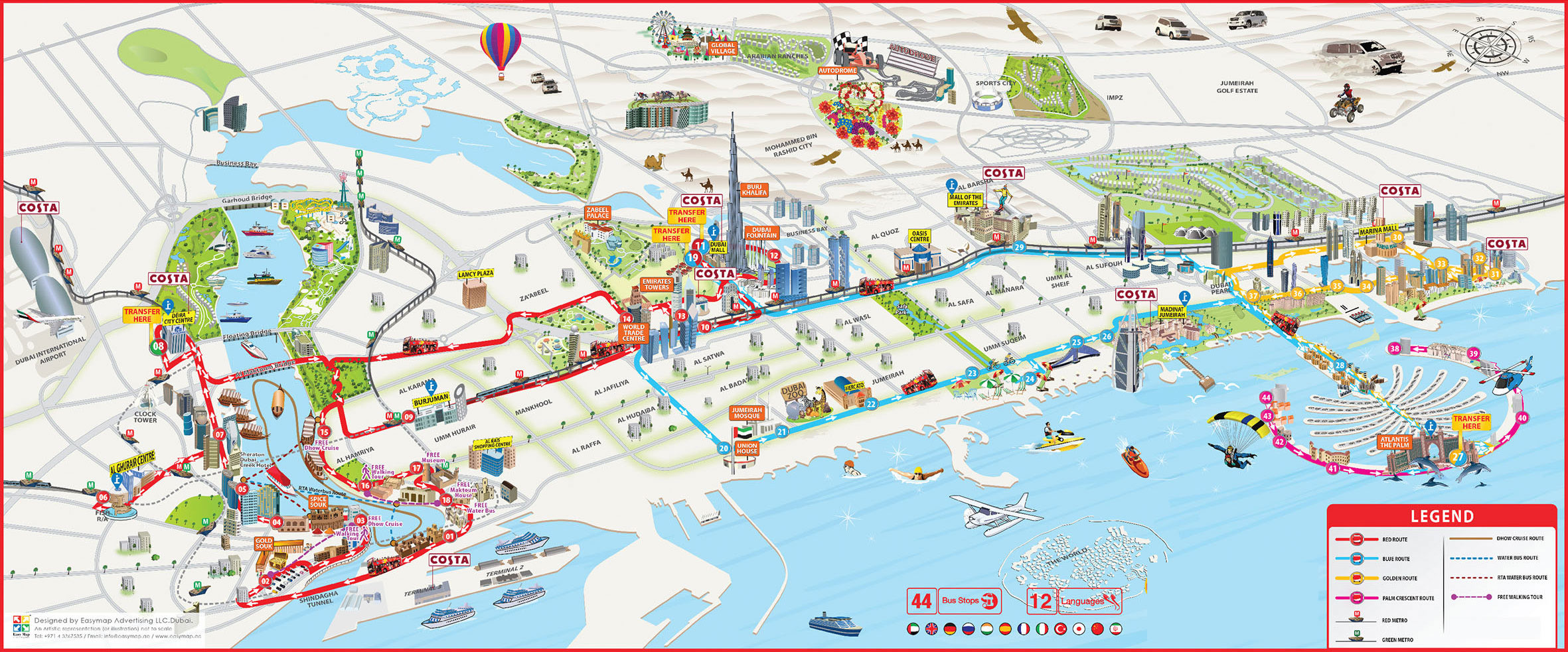 Dubai Attractions Map PDF FREE Printable Tourist Map Dubai Waking 