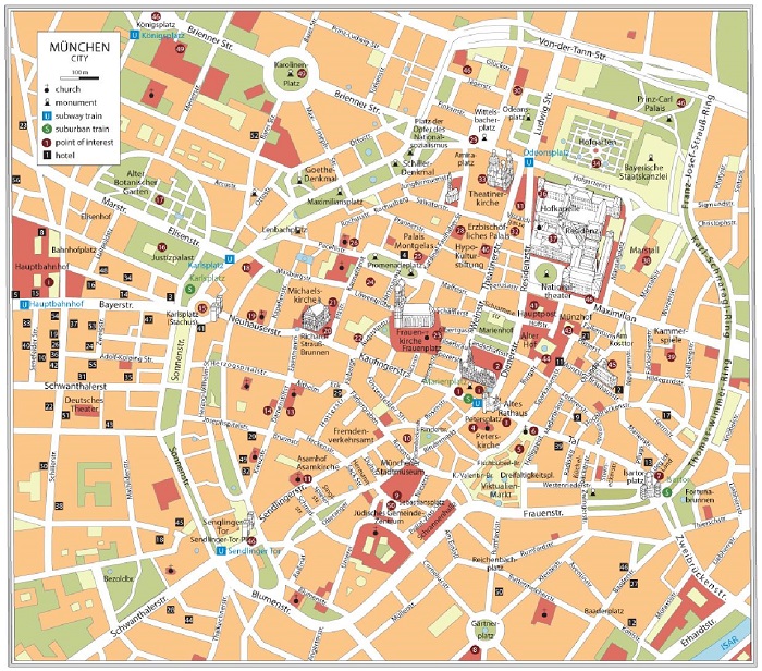 Munich Attractions Map PDF - FREE Printable Tourist Map Munich, Waking