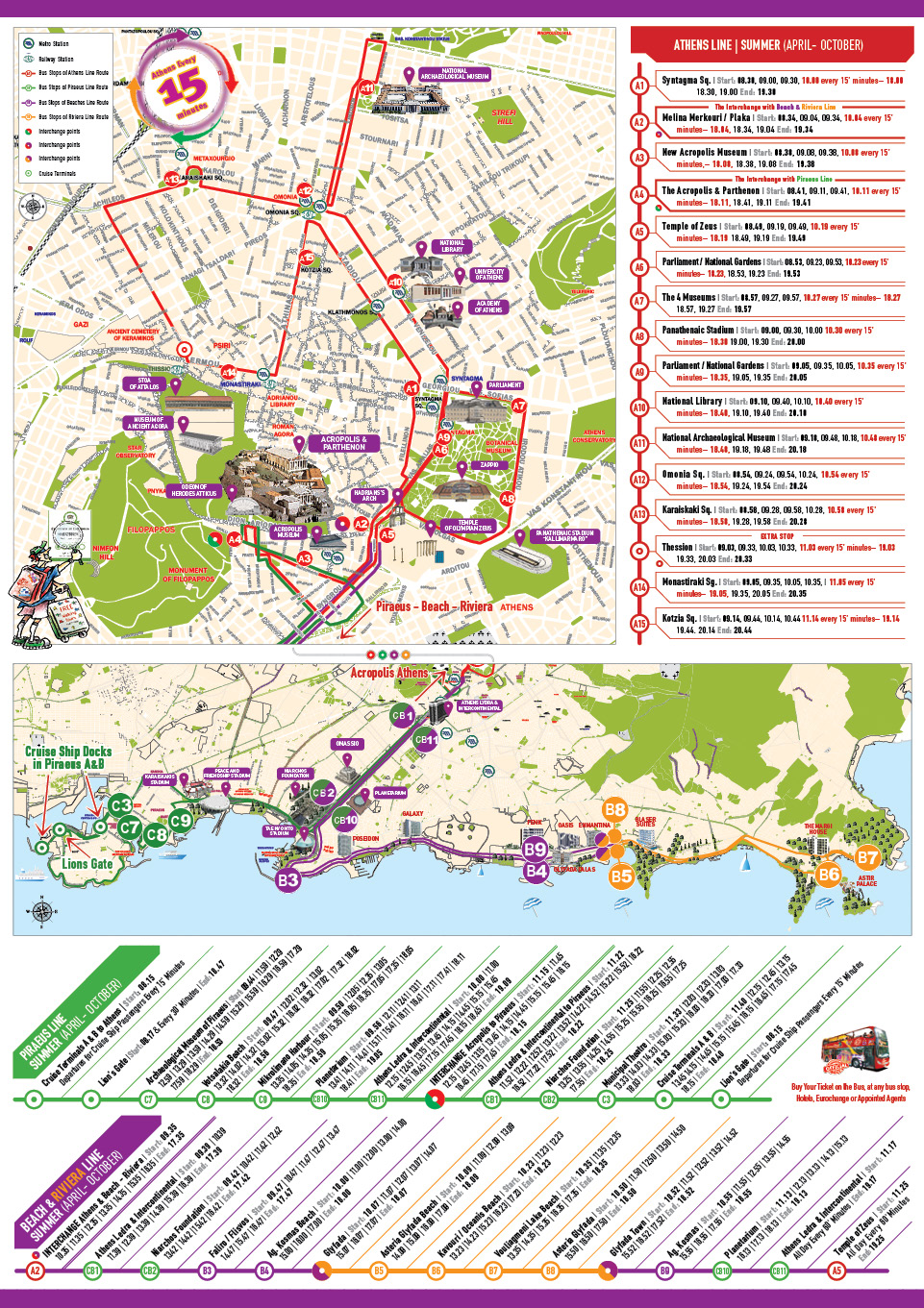 athens bus tour map