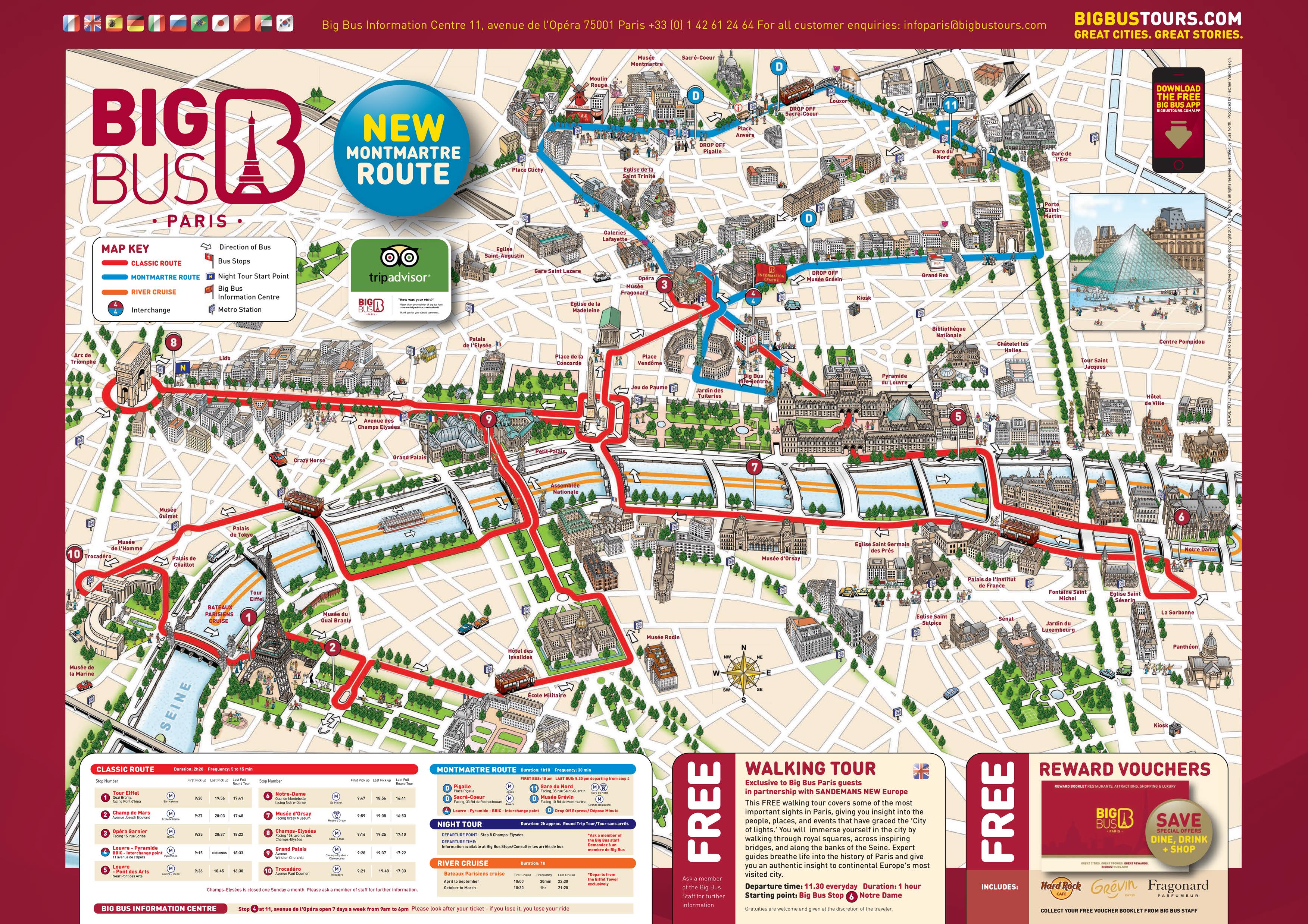 Big Bus Paris Hop-On Hop-Off Bus Map