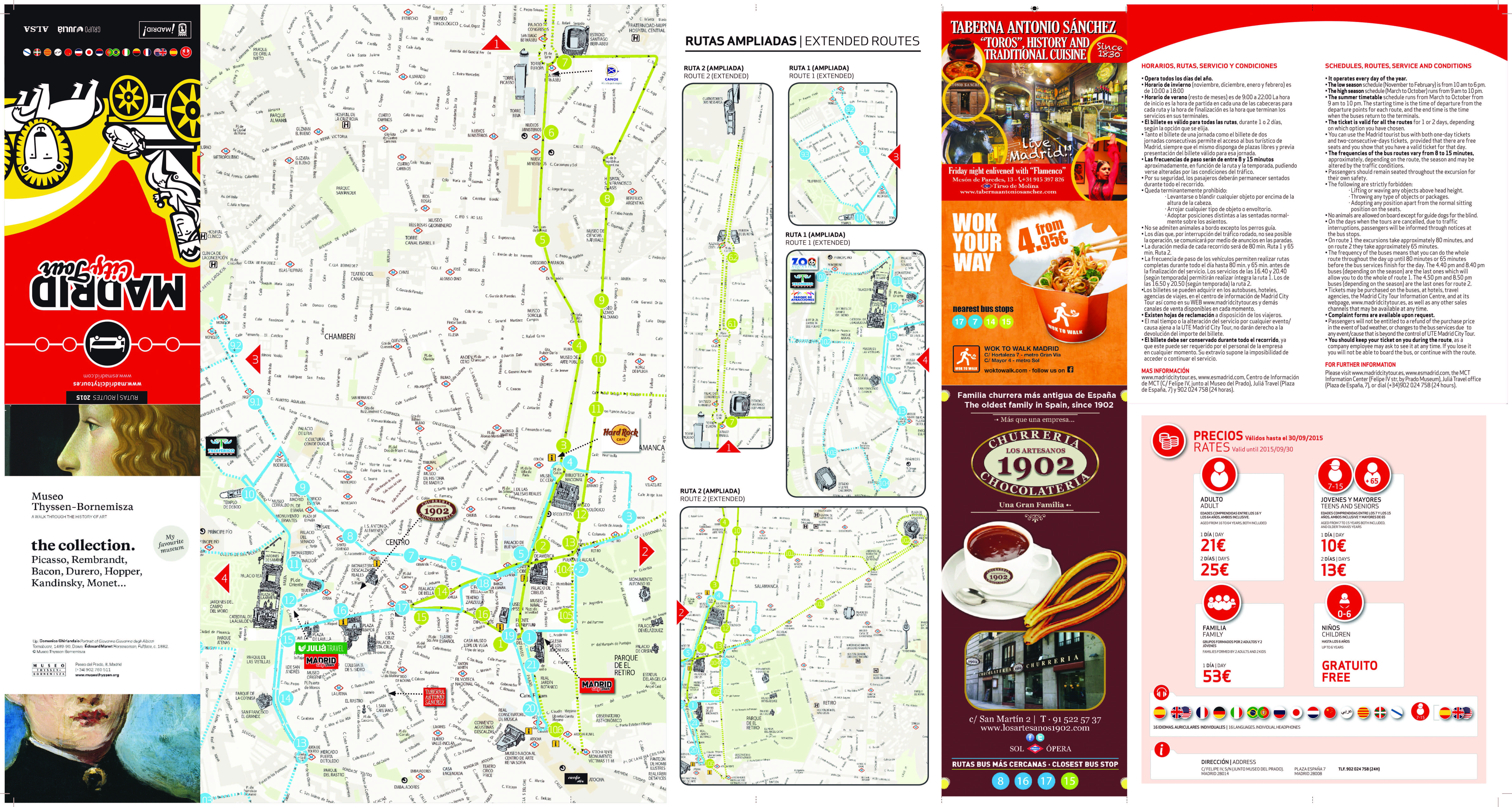 Madrid Hop On-Hop Off City Bus Route Map