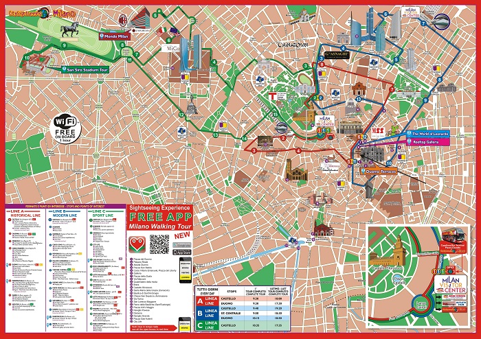 Milan Attractions Map PDF - FREE Printable Tourist Map Milan, Waking