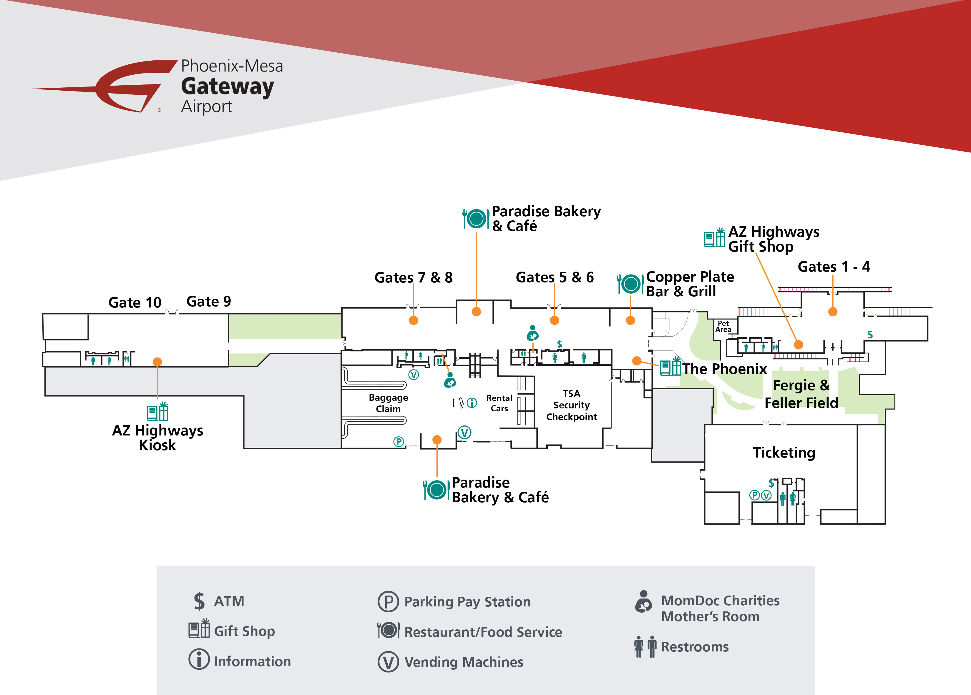 PhoenixMesa Gateway Airport Map (AZA) Printable