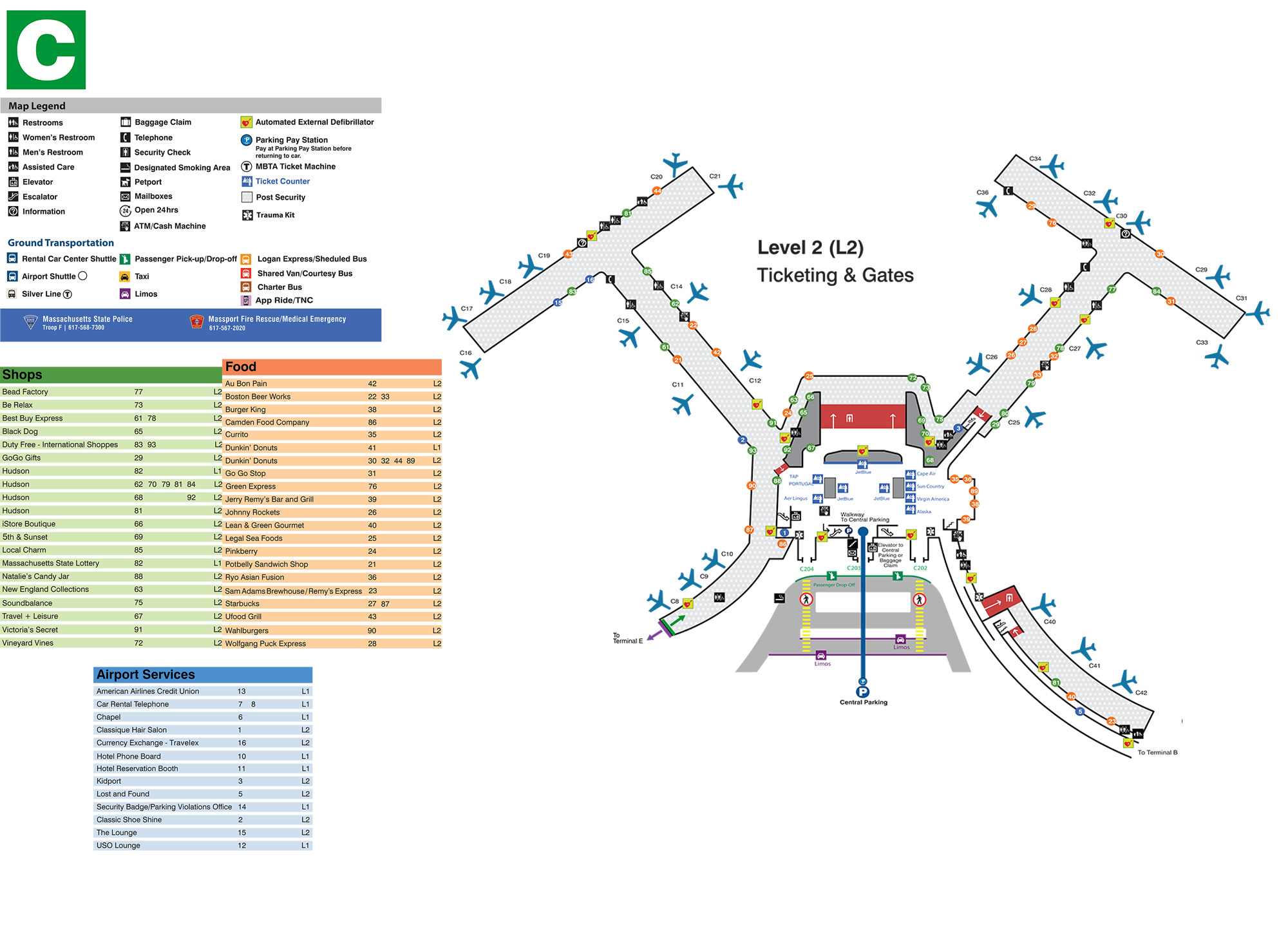 Logan Airport Terminal B Map