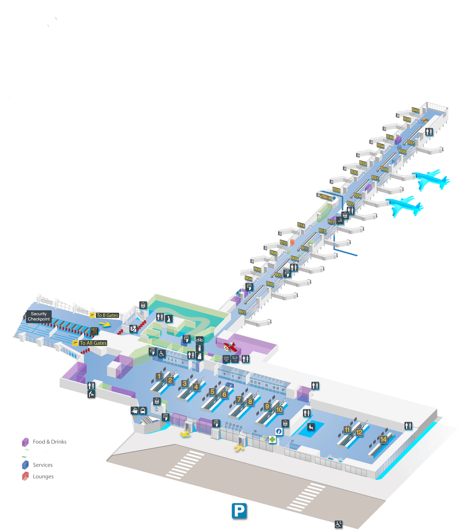 Brussels Airport Map (BRU) - Printable Terminal Maps, Shops, Food 