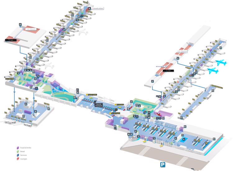 Brussels Airport(BRU) Terminal Maps, Shops, Restaurants, Food Court 2024