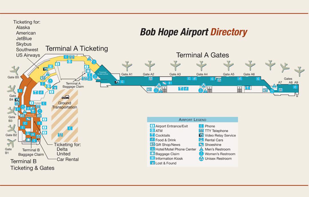 Bob Hope Airport Map (BUR) - Printable Terminal Maps, Shops, Food