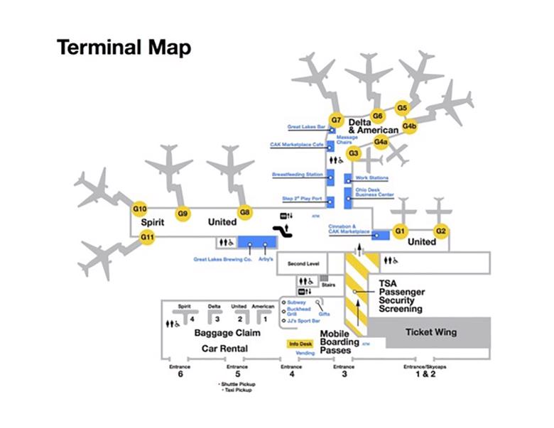 AkronCanton Airport Map (CAK) Printable Terminal Maps