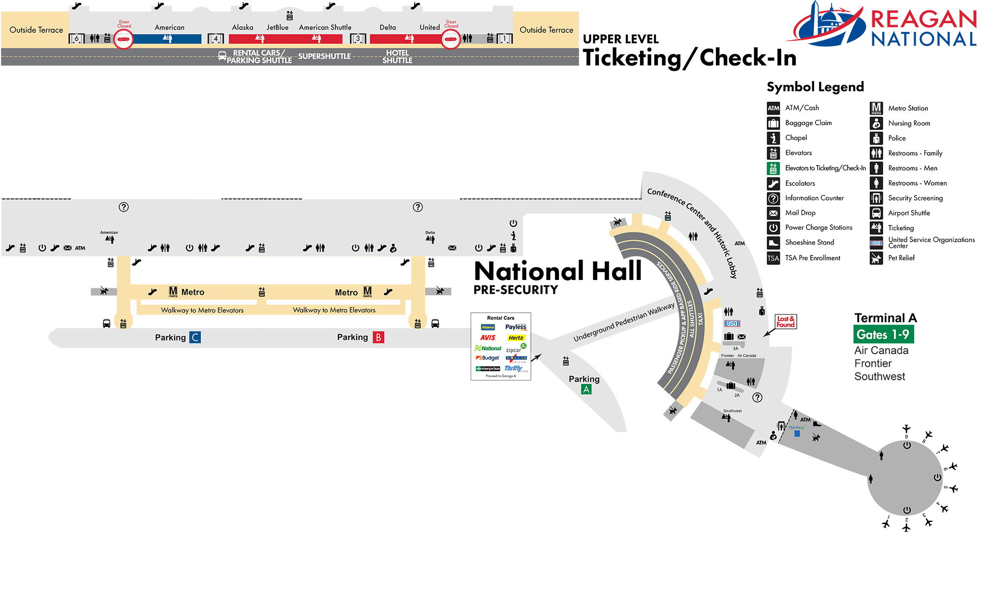 Ronald Reagan Washington National Airport Map Dca Printable