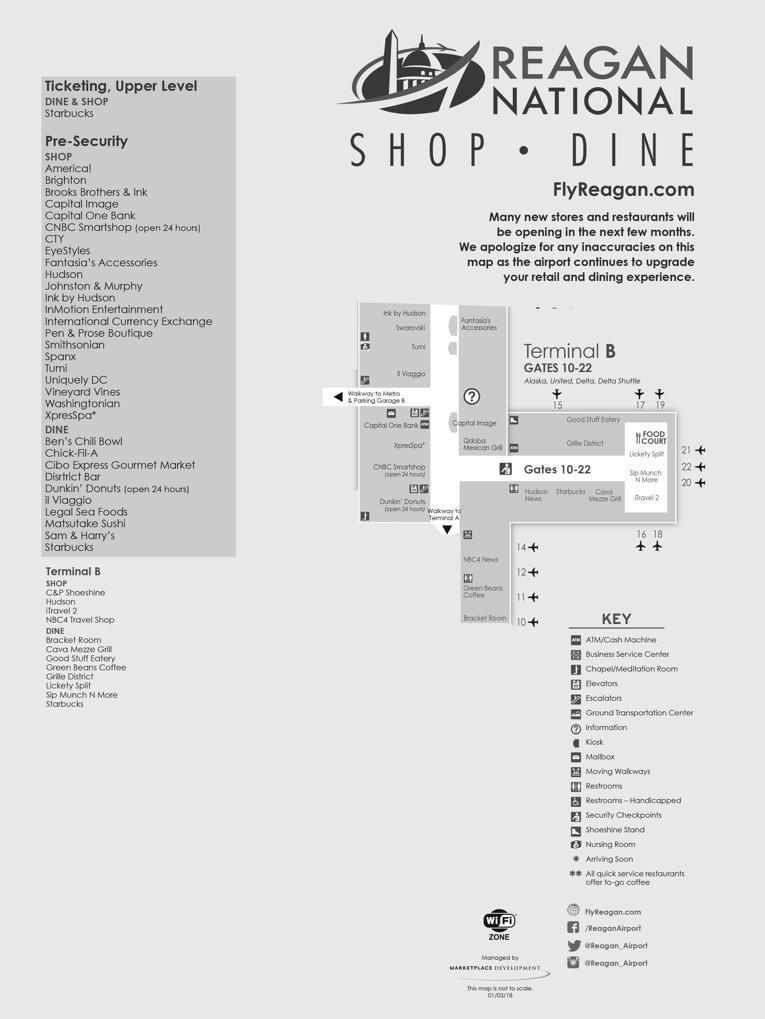 Ronald Reagan Washington Airportdca Terminal Maps Shops Restaurants