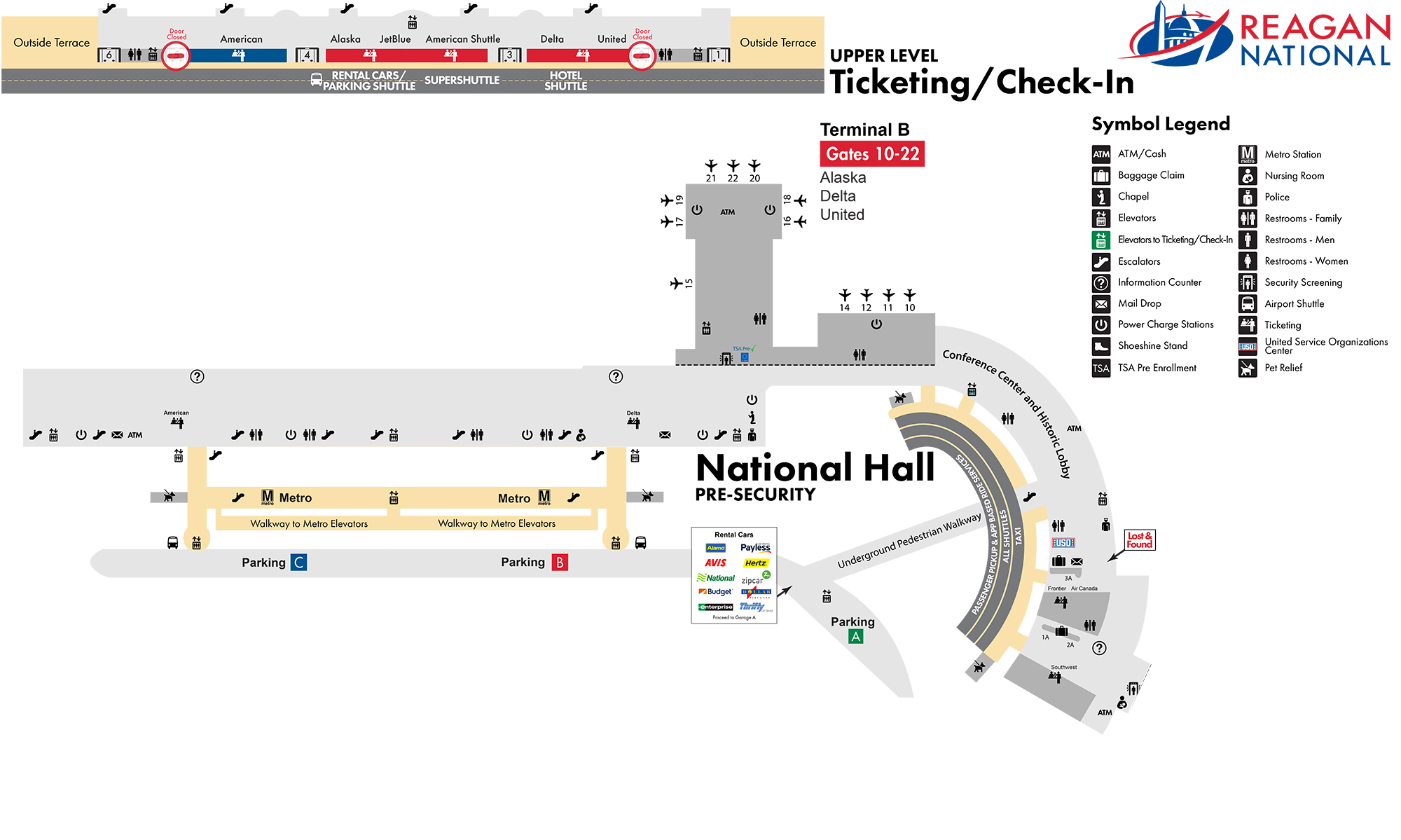 Terminal B Reagan National Airport Map