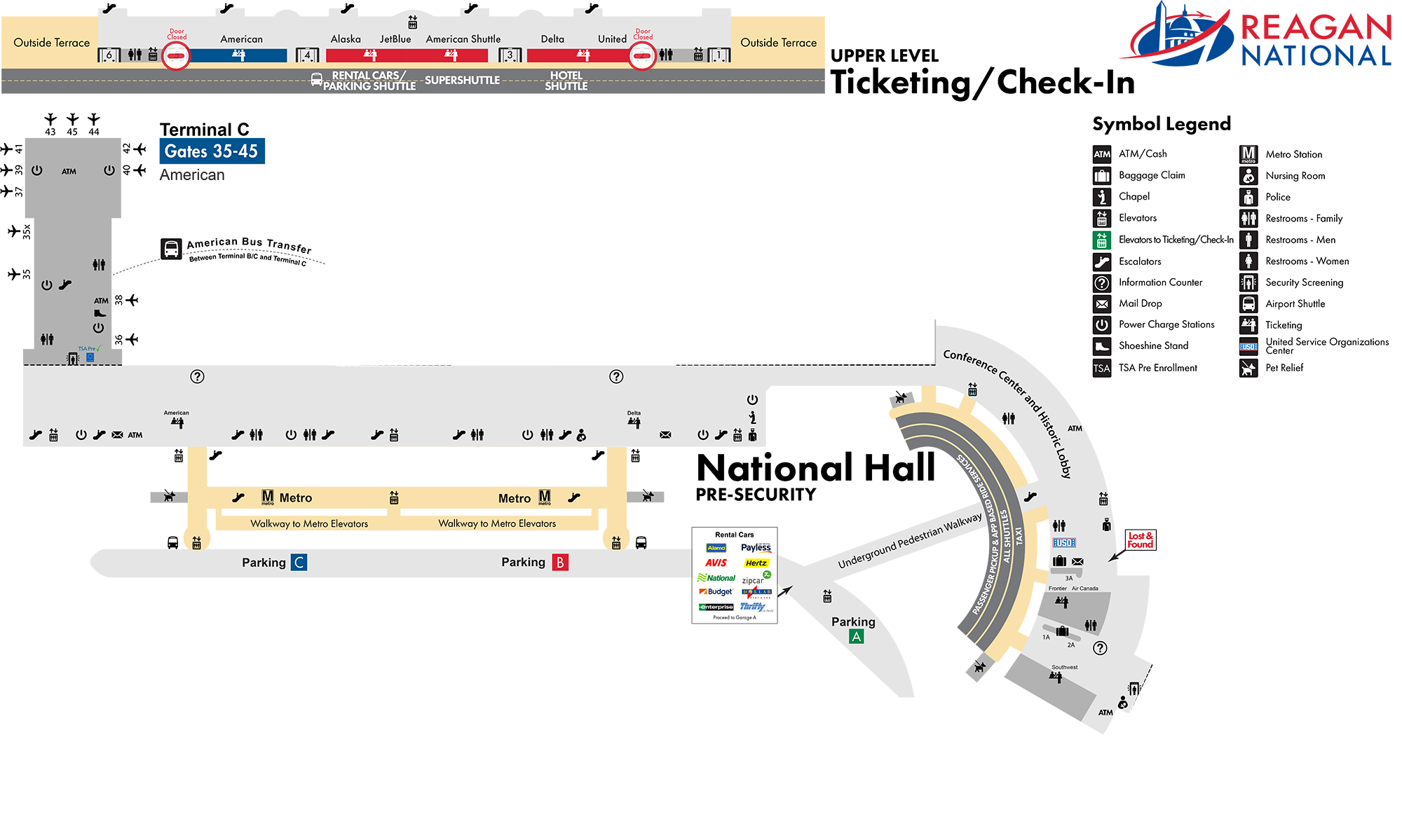 Ronald Reagan Washington National Airport Map (DCA) Printable