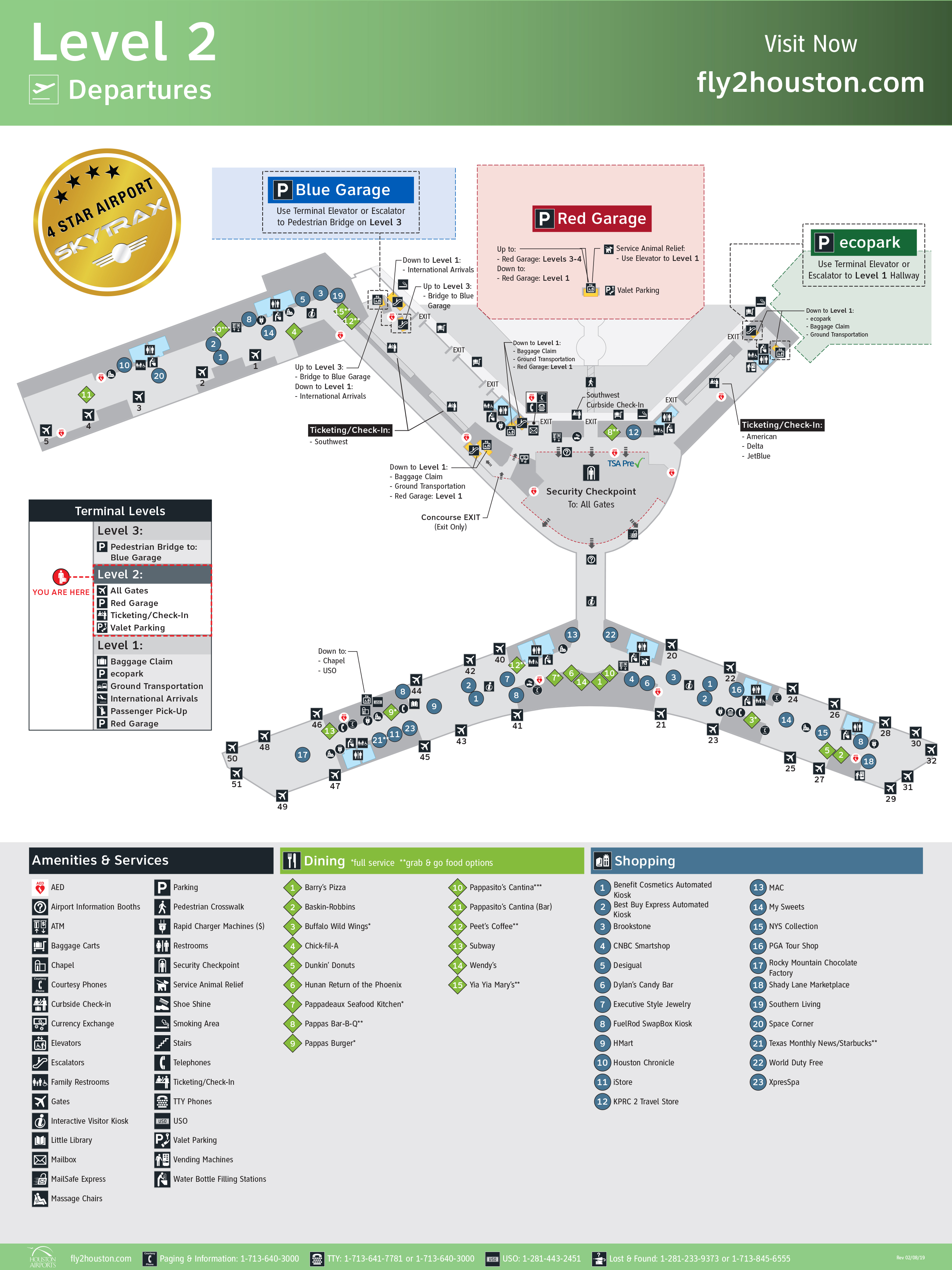 william p. hobby airport map (hou) - printable terminal