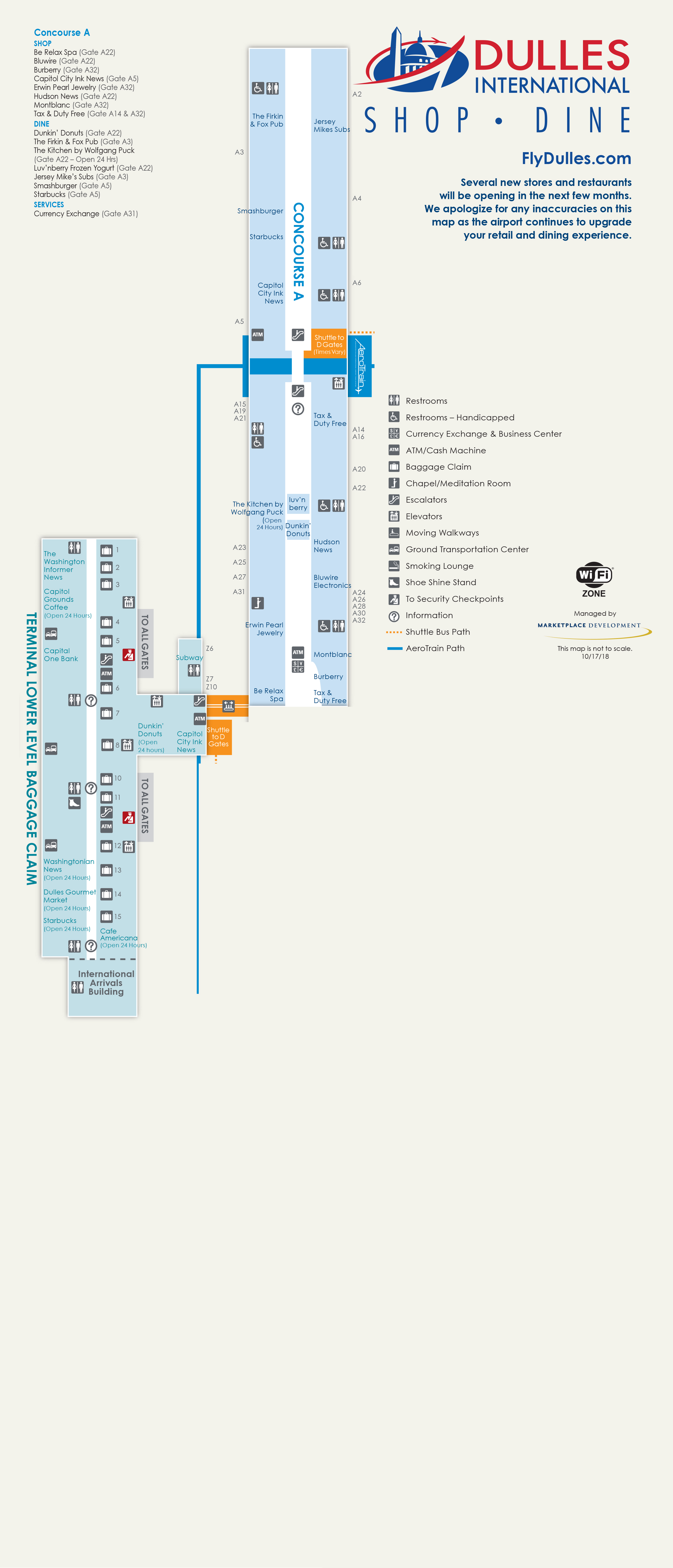 Dulles Airport Map (IAD) Printable Terminal Maps, Shops