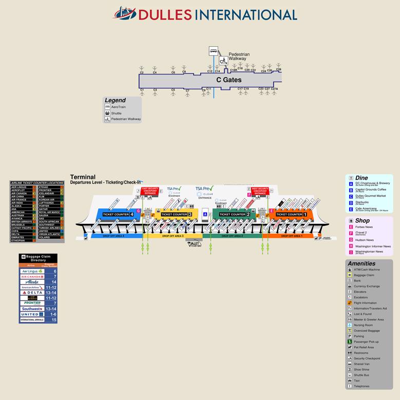 Dulles Airport(IAD) Terminal Maps Maps of Shops