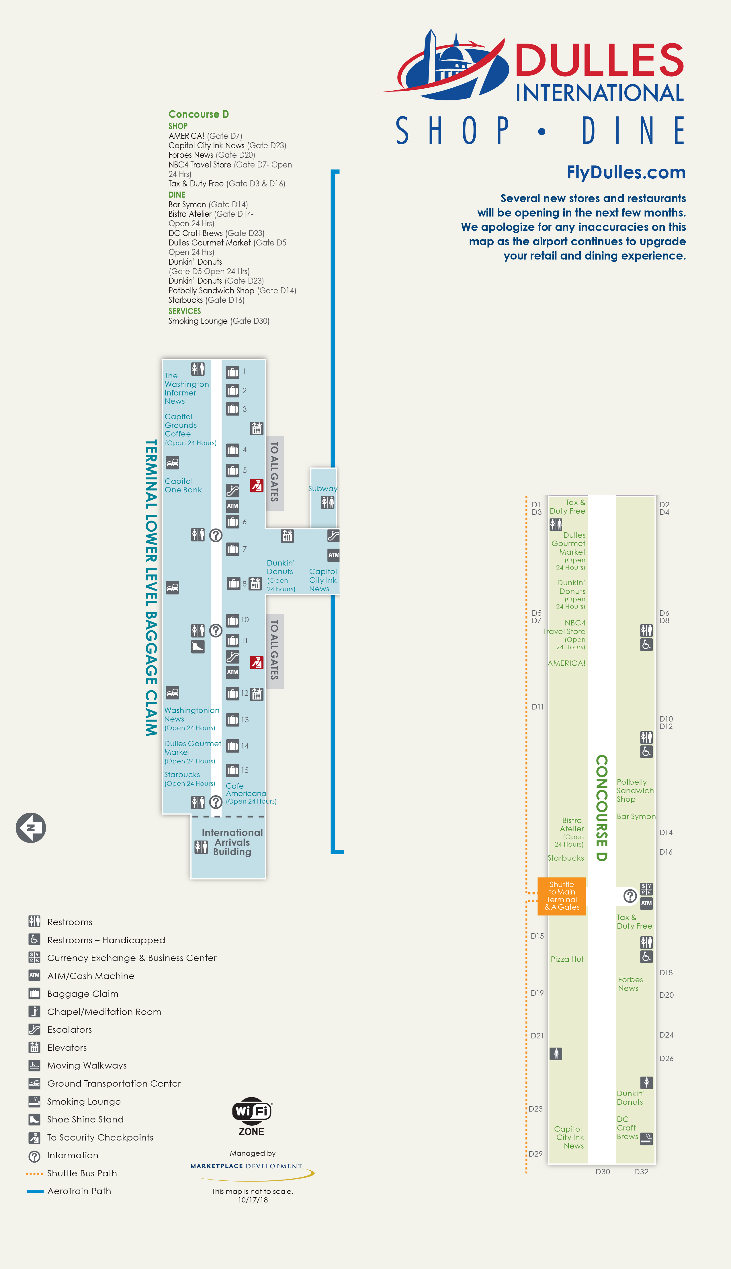 dulles airport map (iad) - printable terminal maps, shops