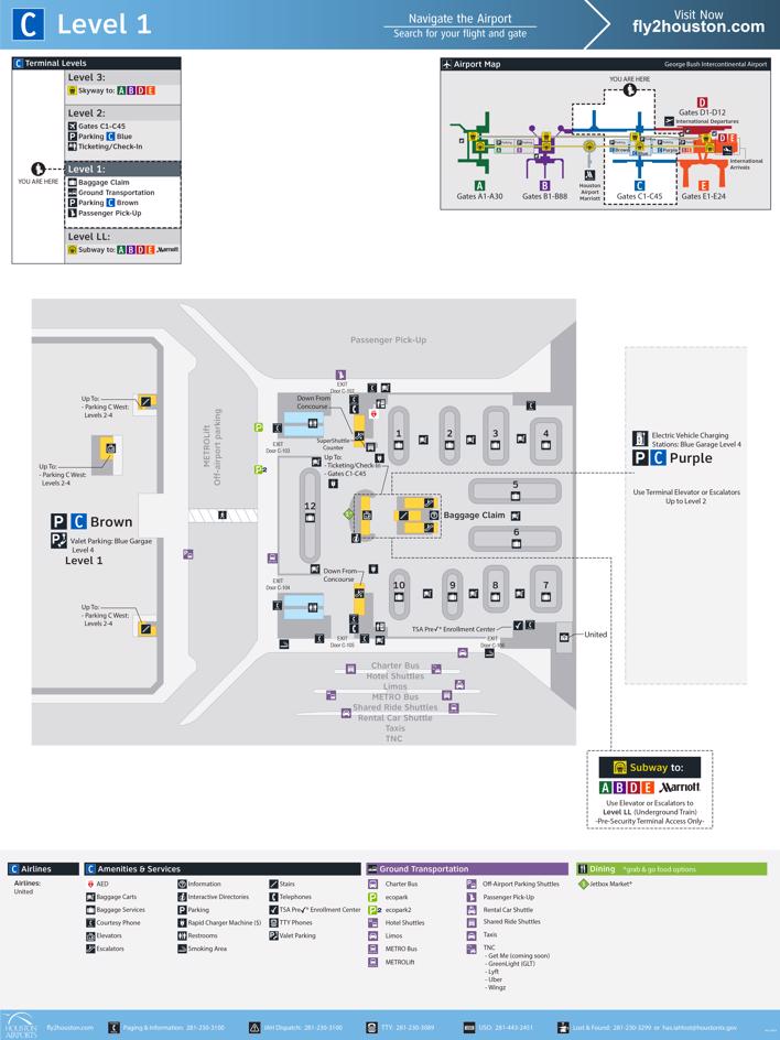 George Bush Airport(IAH) Terminal Maps, Shops, Restaurants, Food Court 2024