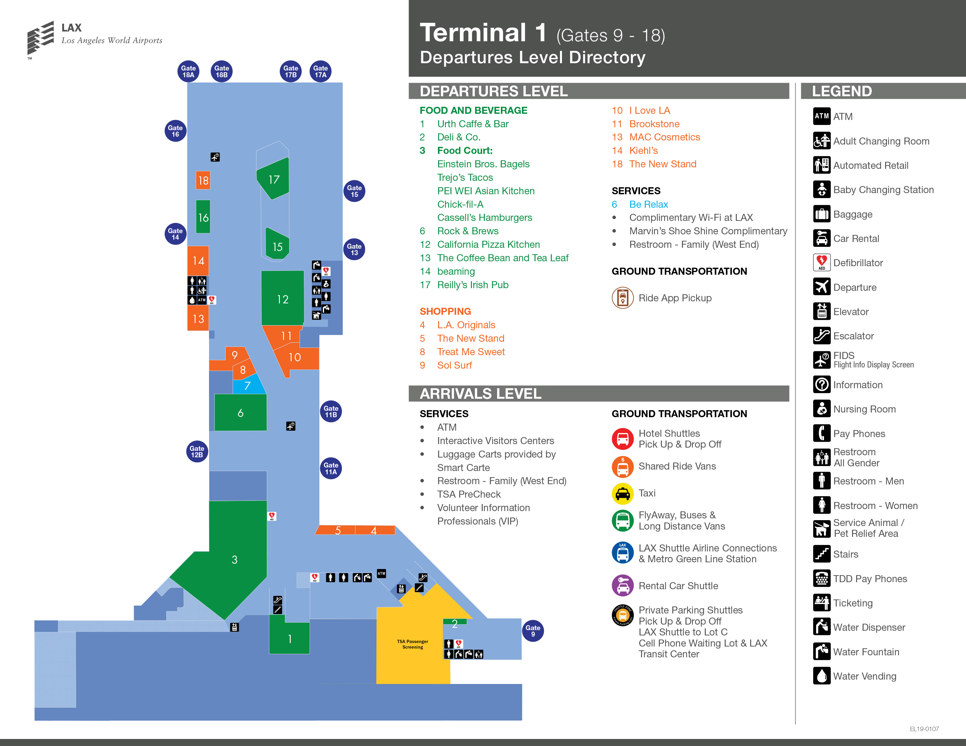 Los Angeles Airport Map Lax Printable Terminal Maps Shops Food