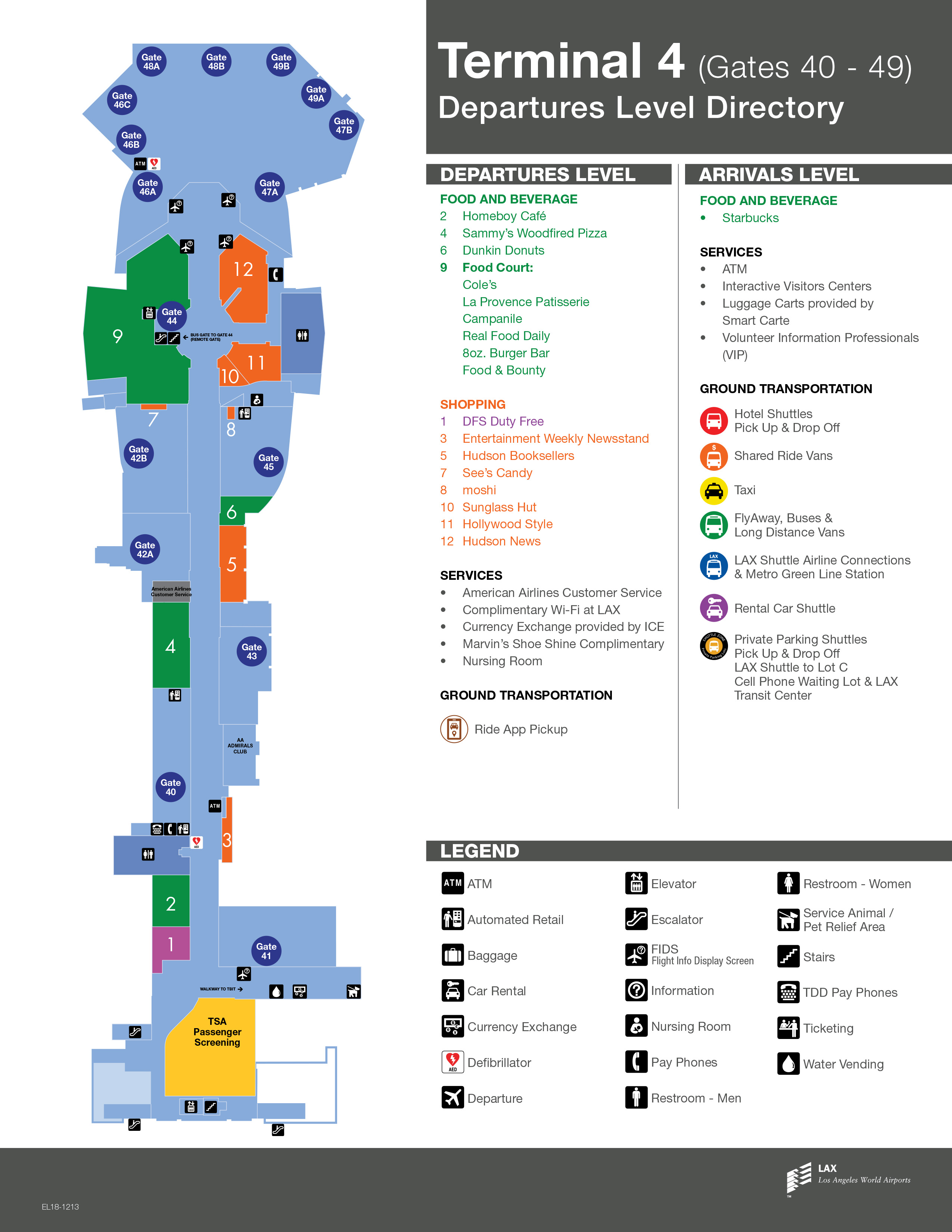 Los Angeles Airport Map Lax Printable Terminal Maps Shops Food