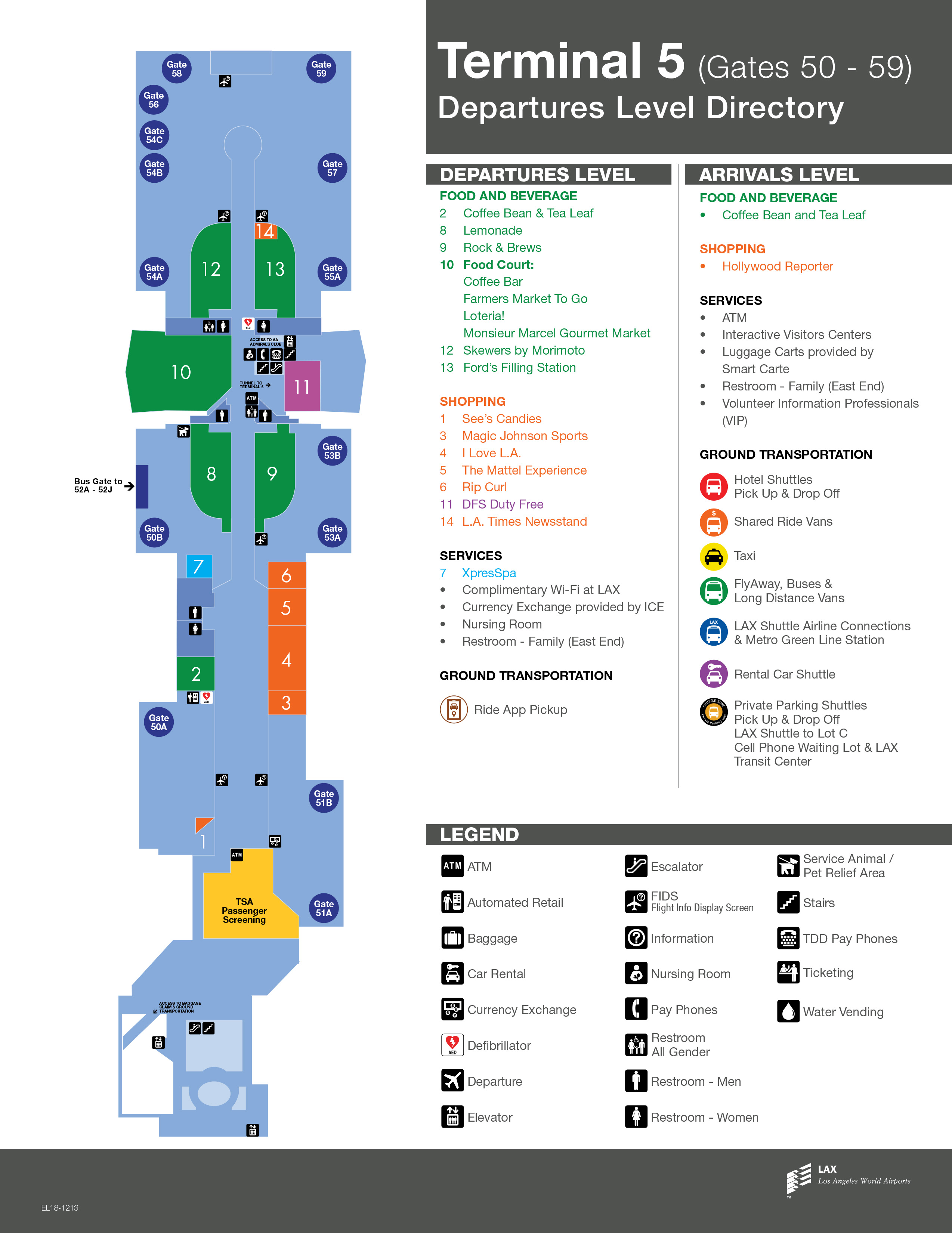 los angeles airport map (lax) - printable terminal maps