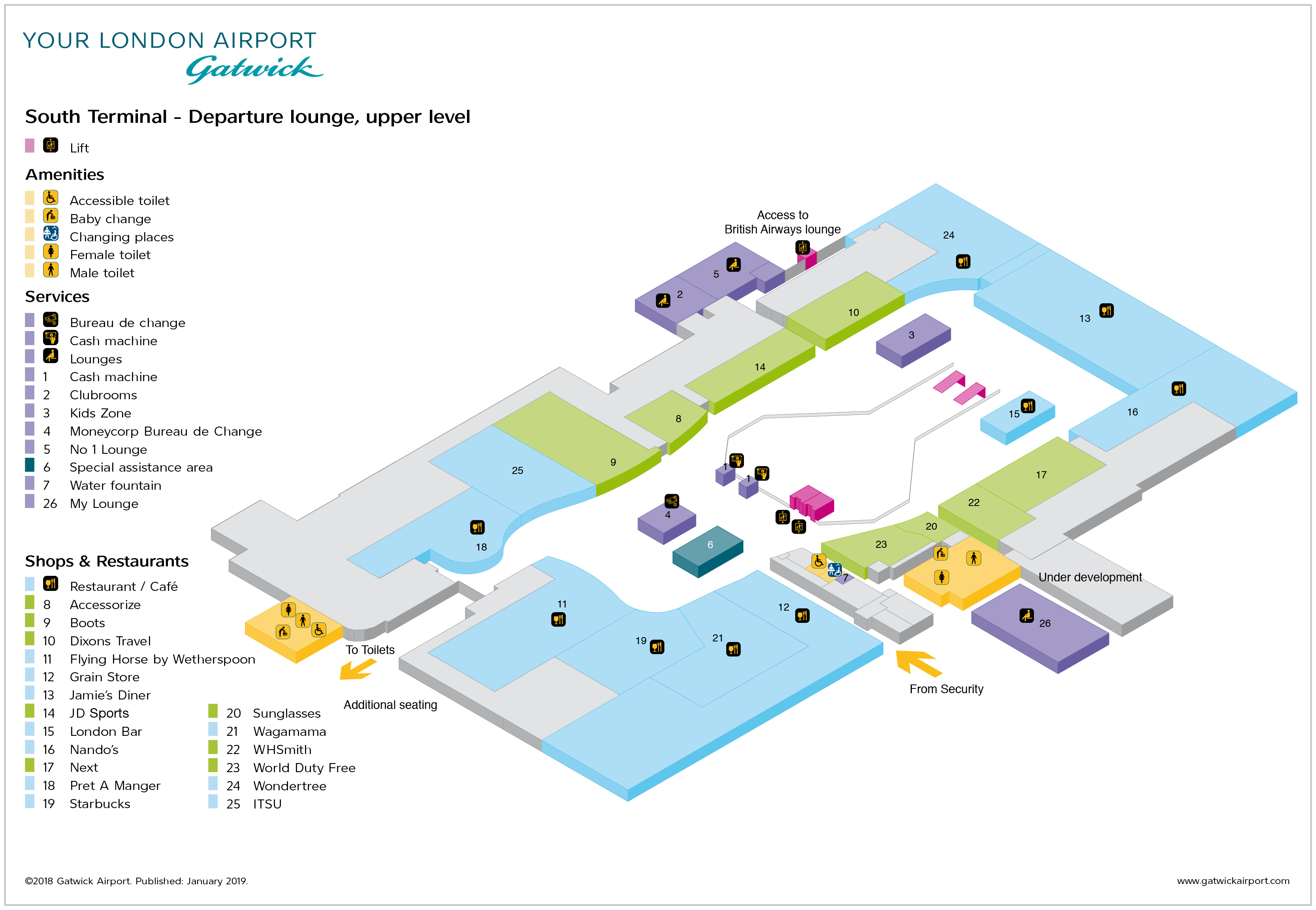 Gatwick Airport Map Lgw Printable Terminal Maps Shops Food