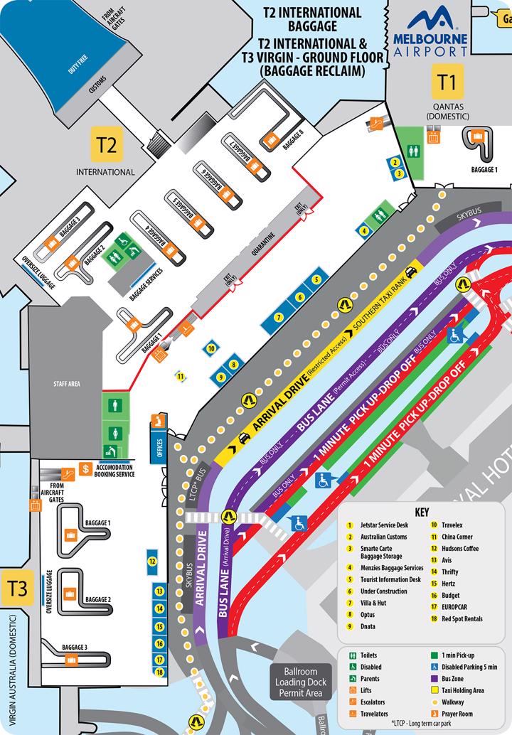 Melbourne Australia Airport Terminal Map