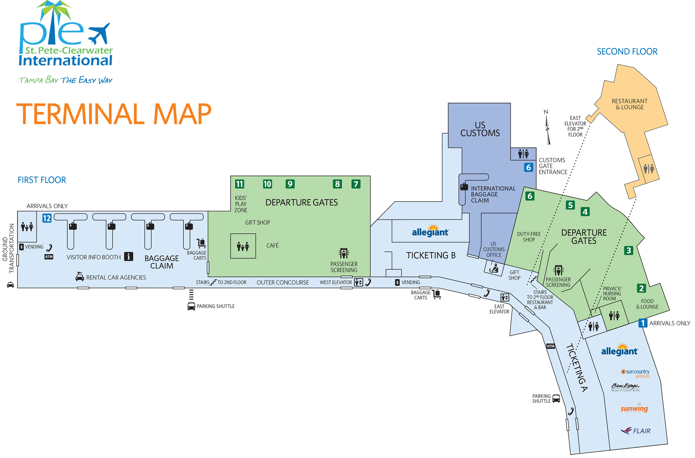 St Petersburg Clearwater Airport Map Pie Printable Terminal