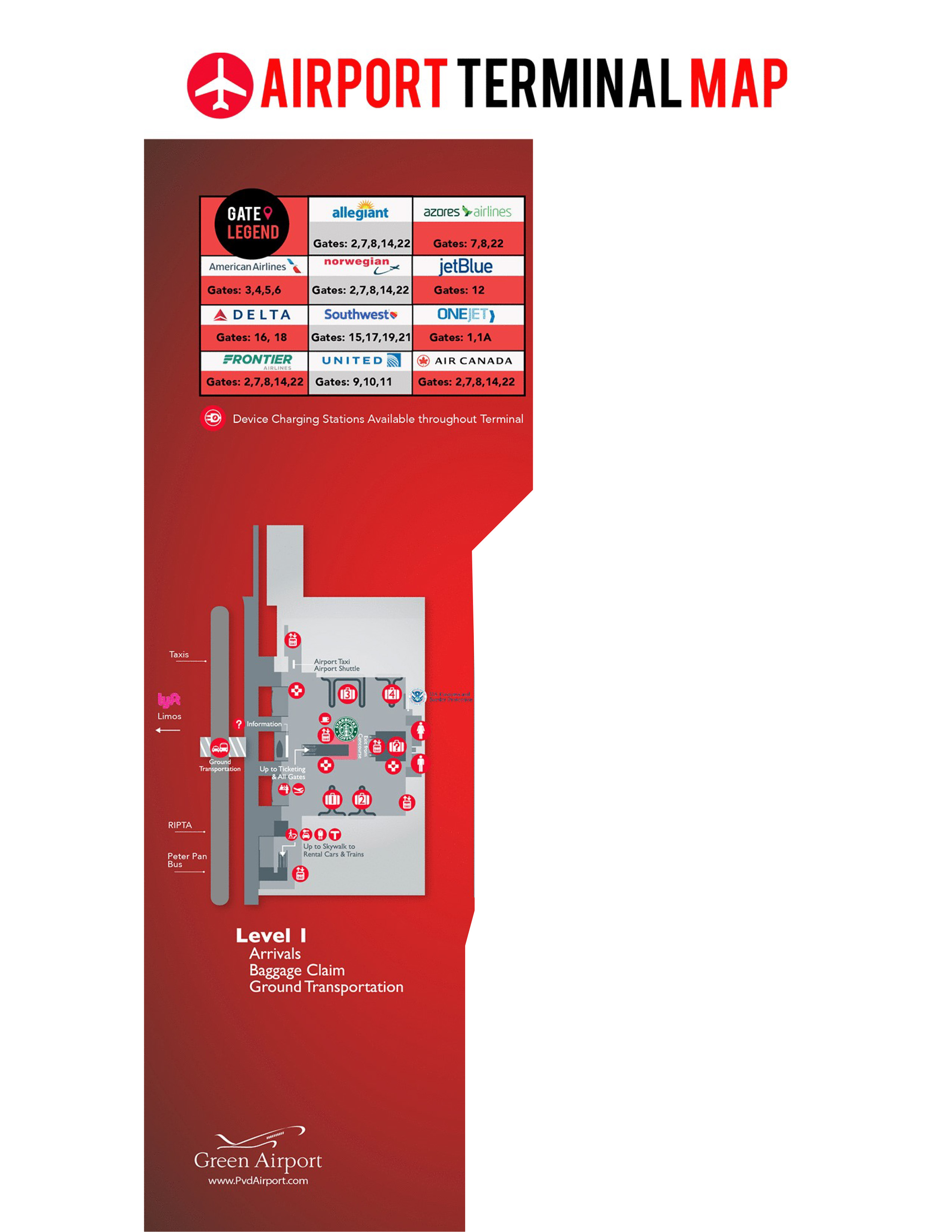 T. F. Green Airport Map (PVD) Printable Terminal Maps, Shops, Food