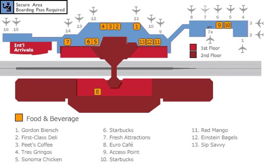 San Jose Airport Map (SJC) Printable Terminal Maps, Shops, Food