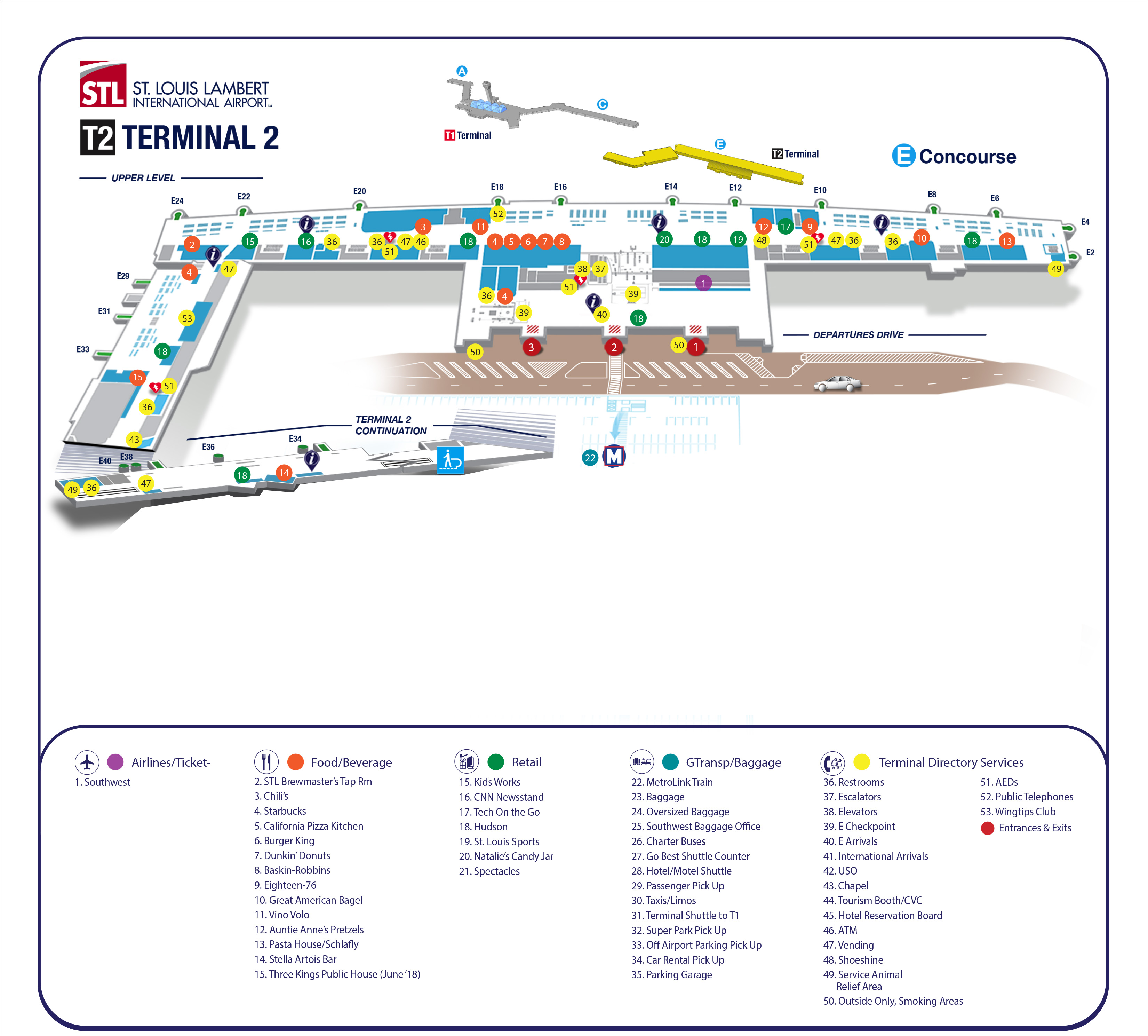 Lambert-St. Louis Airport Map (STL) - Printable Terminal Maps, Shops, Food, Restaurants Maps ...