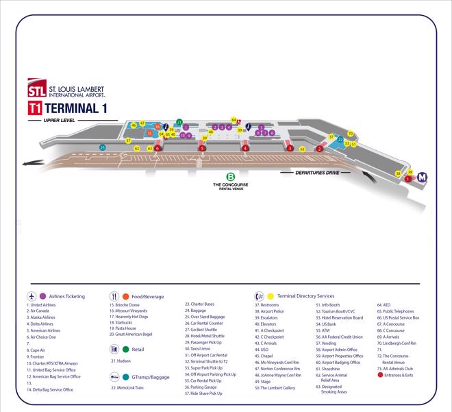 Lambert-St. Louis Airport Map (STL) - Printable Terminal Maps, Shops, Food, Restaurants Maps ...