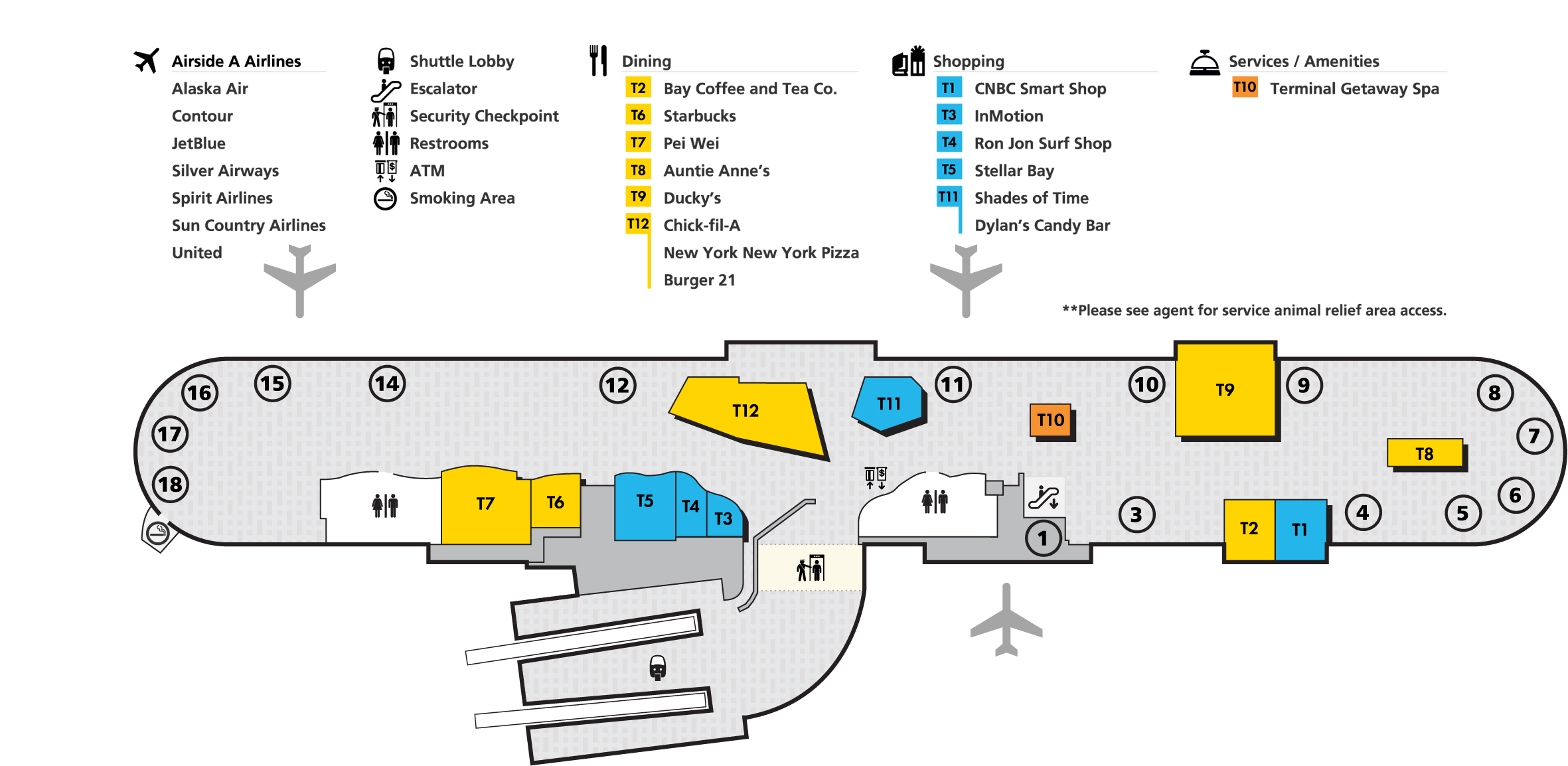 Tampa Airport Map (TPA) - Printable Terminal Maps, Shops, Food