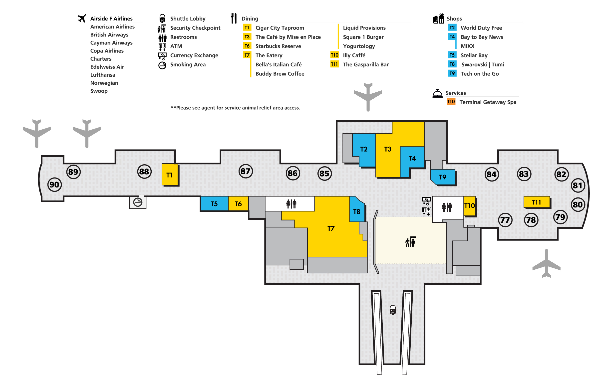 Tampa Airport Map (TPA) - Printable Terminal Maps, Shops, Food