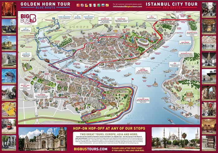 Istanbul Bigbus Hop-On Hop-Off Bus Tour Map