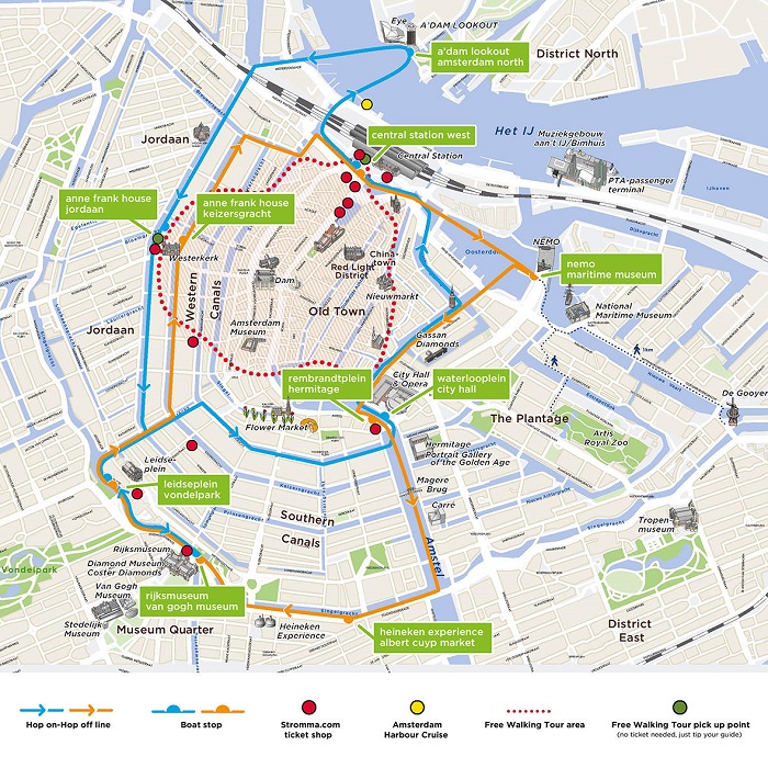 amsterdam free walking tour map