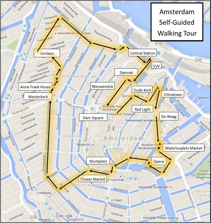 amsterdam free walking tour map