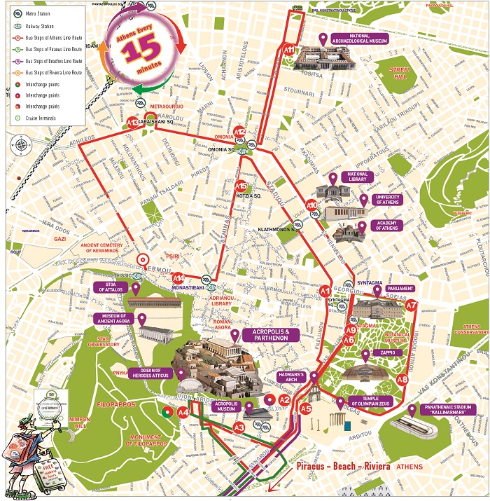 Athens City Sightseeing Bus Tour Map