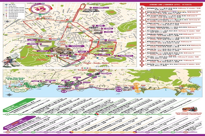 Athens Yellow Open Bus Tour Map