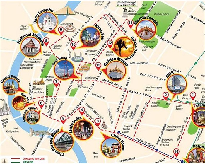 Bangkok Hop On Hop Bus Route Map Small 