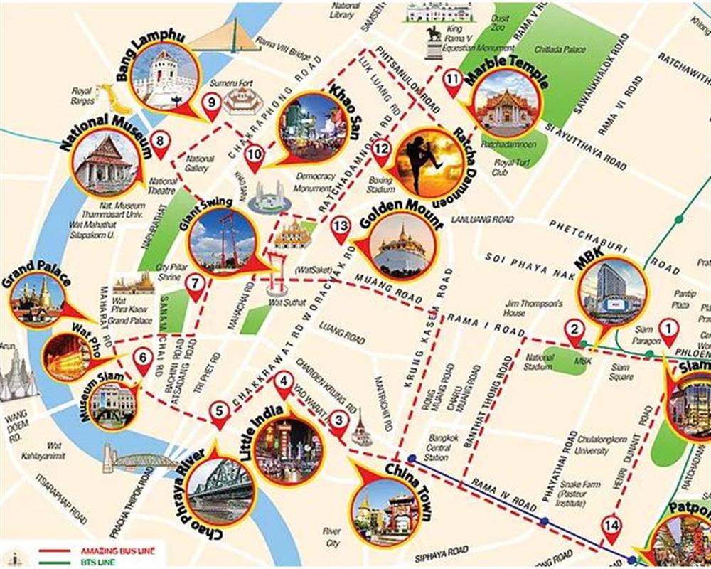 Bangkok Attractions Map FREE PDF Tourist City Tours Map Bangkok 2023
