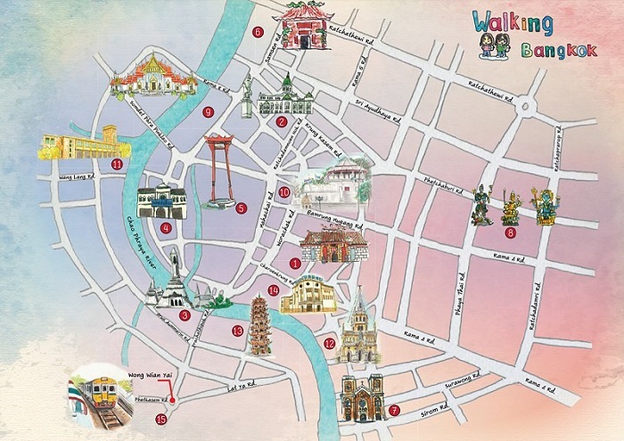 tourist attraction map in bangkok