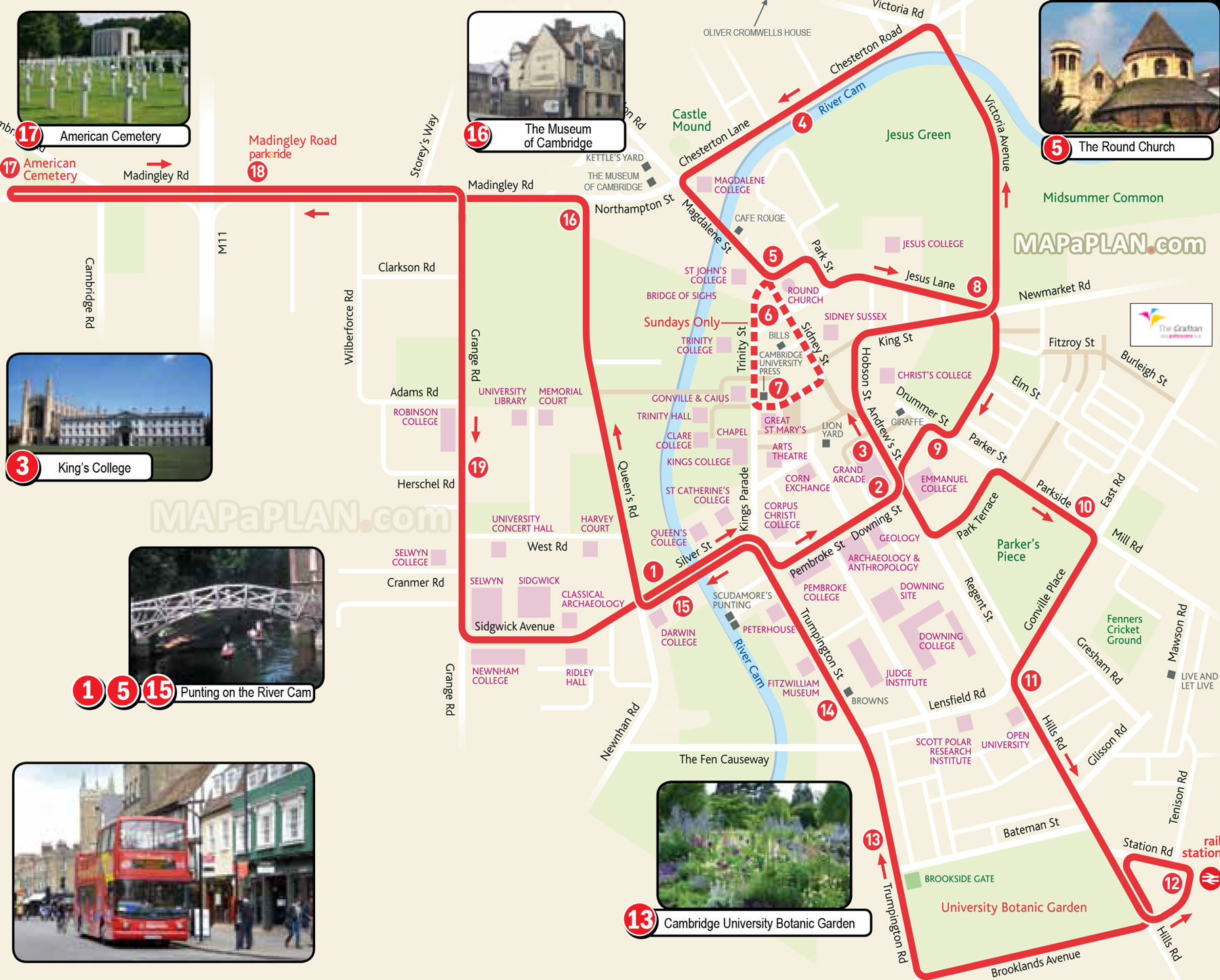 Cambridge Attractions Map | FREE PDF Tourist City Tours Map Cambridge 2024