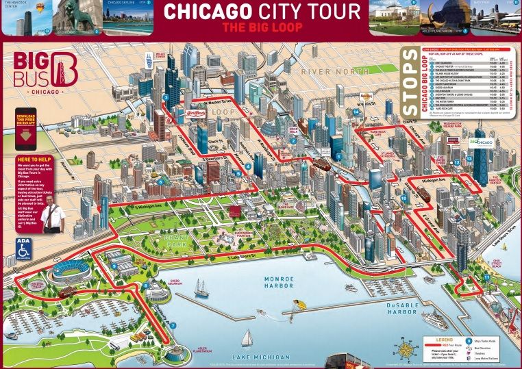 Chicago Bigbus Hop-On Hop-Off Bus Tour Map